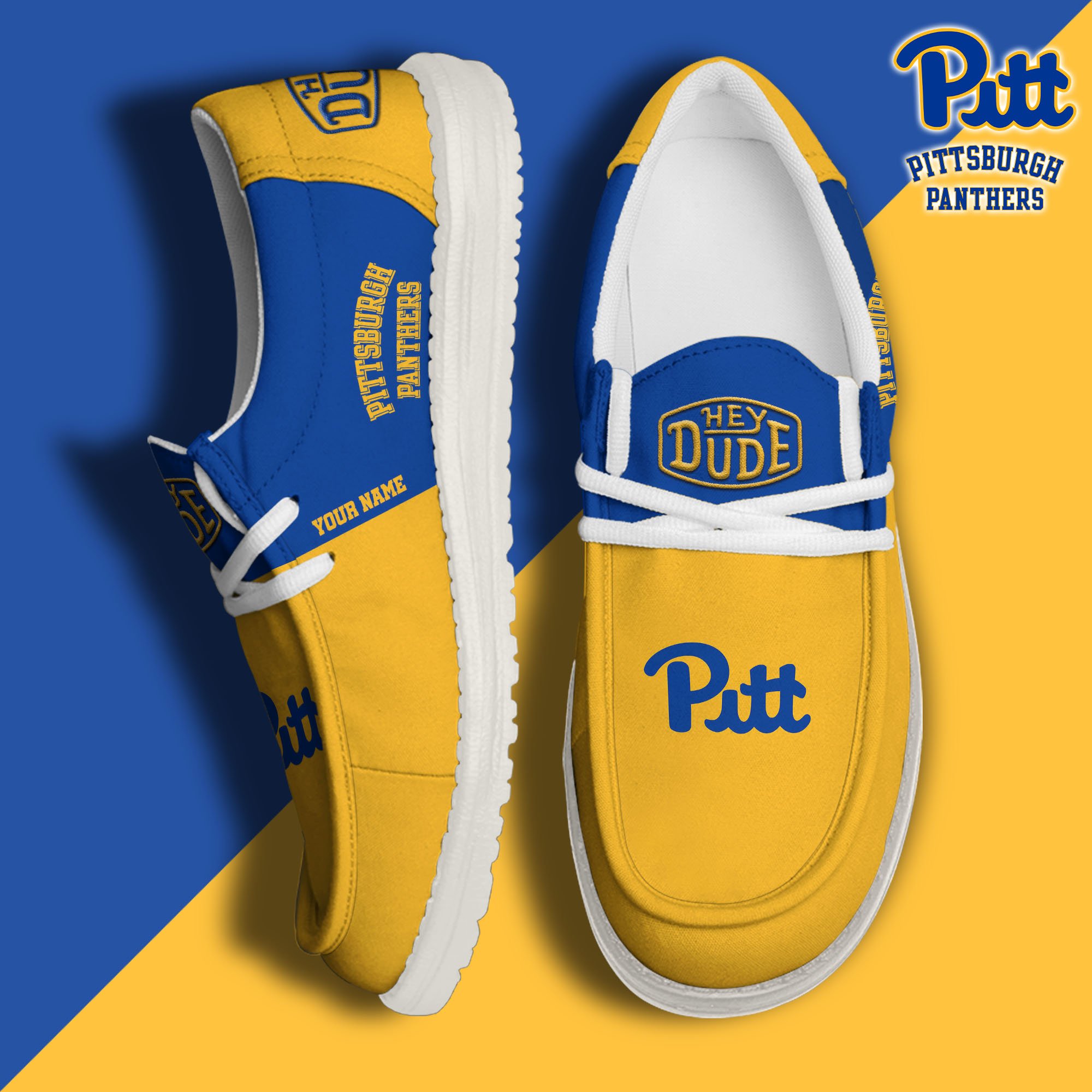 JWFancy Pittsburgh Panthers Hey Dude Shoes Wally Men's Lace Up Loafers Comfortable For Men And Women