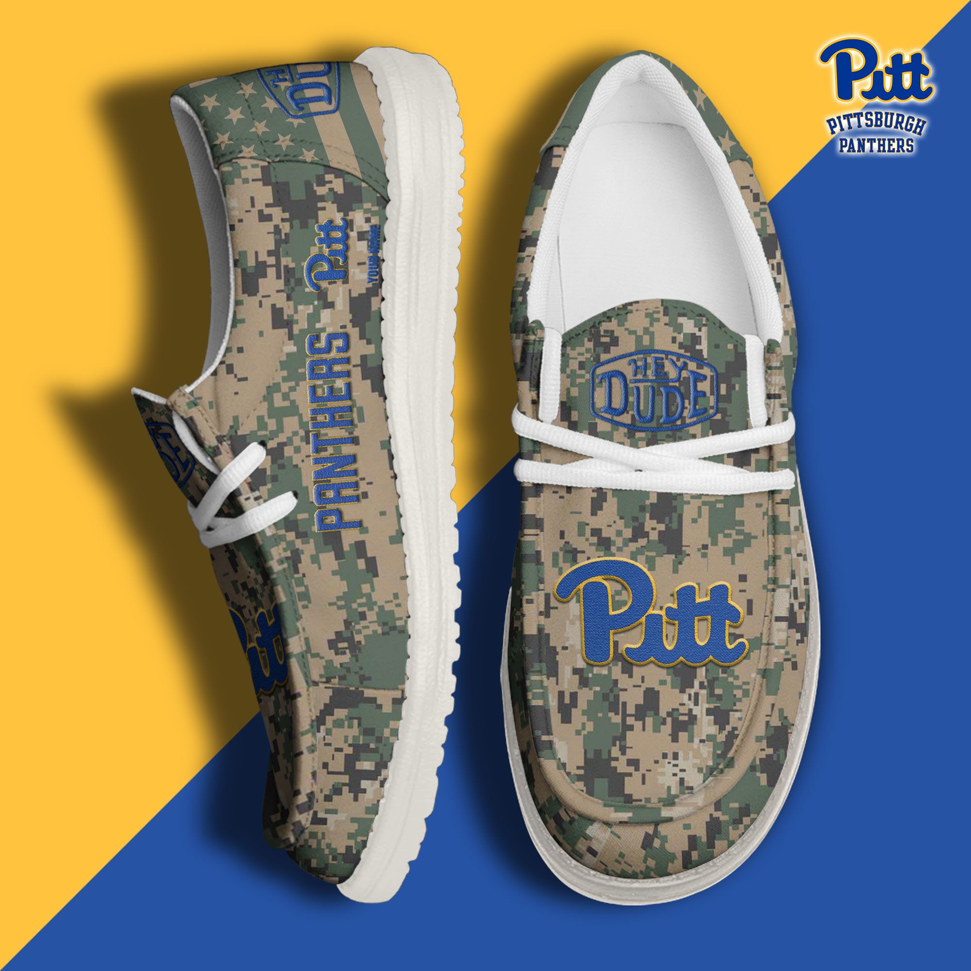 JWFancy Pittsburgh Panthers Hey Dude Shoes Wally Men's Lace Up Loafers Comfortable For Men And Women