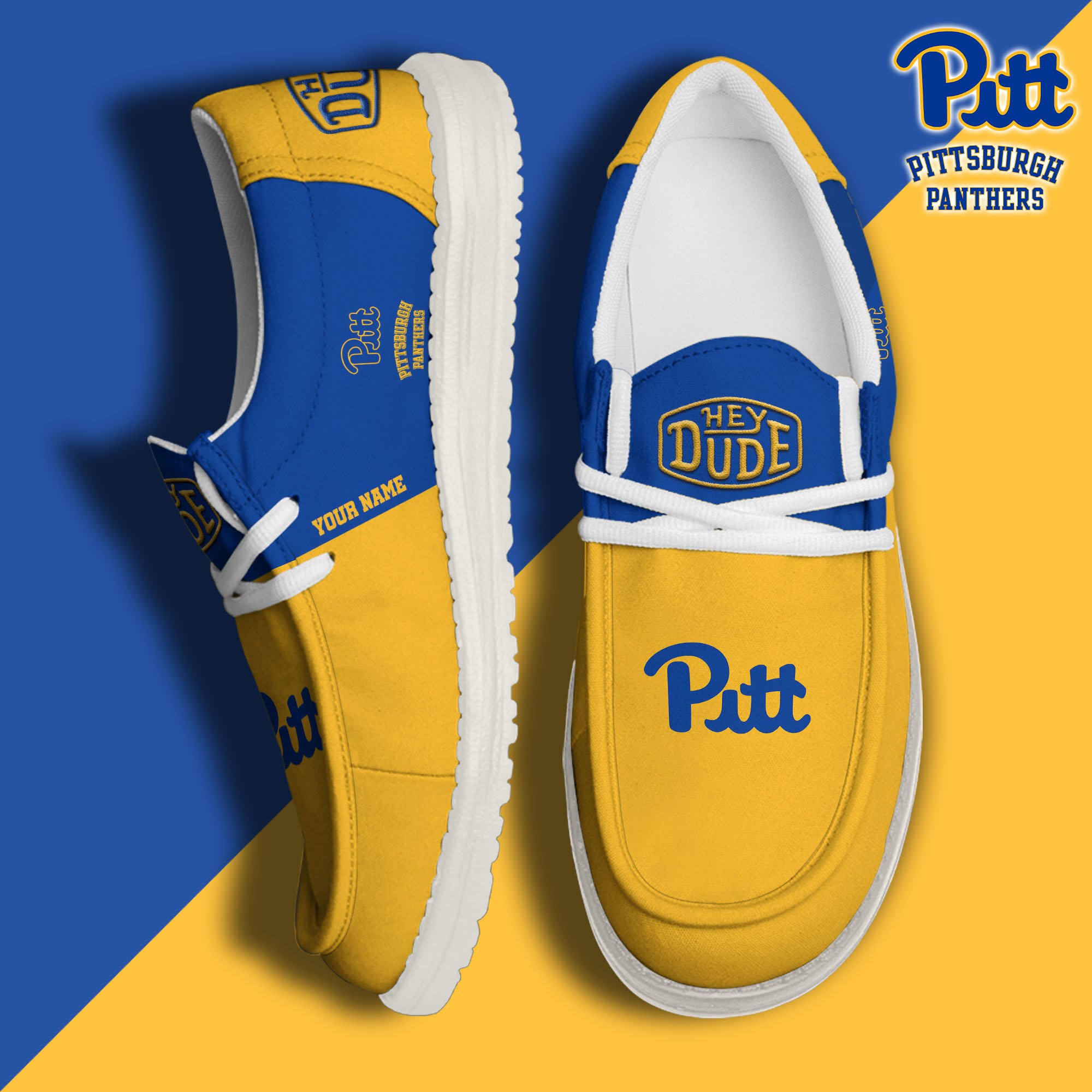 JWFancy Pittsburgh Panthers Hey Dude Shoes Wally Men's Lace Up Loafers Comfortable For Men And Women