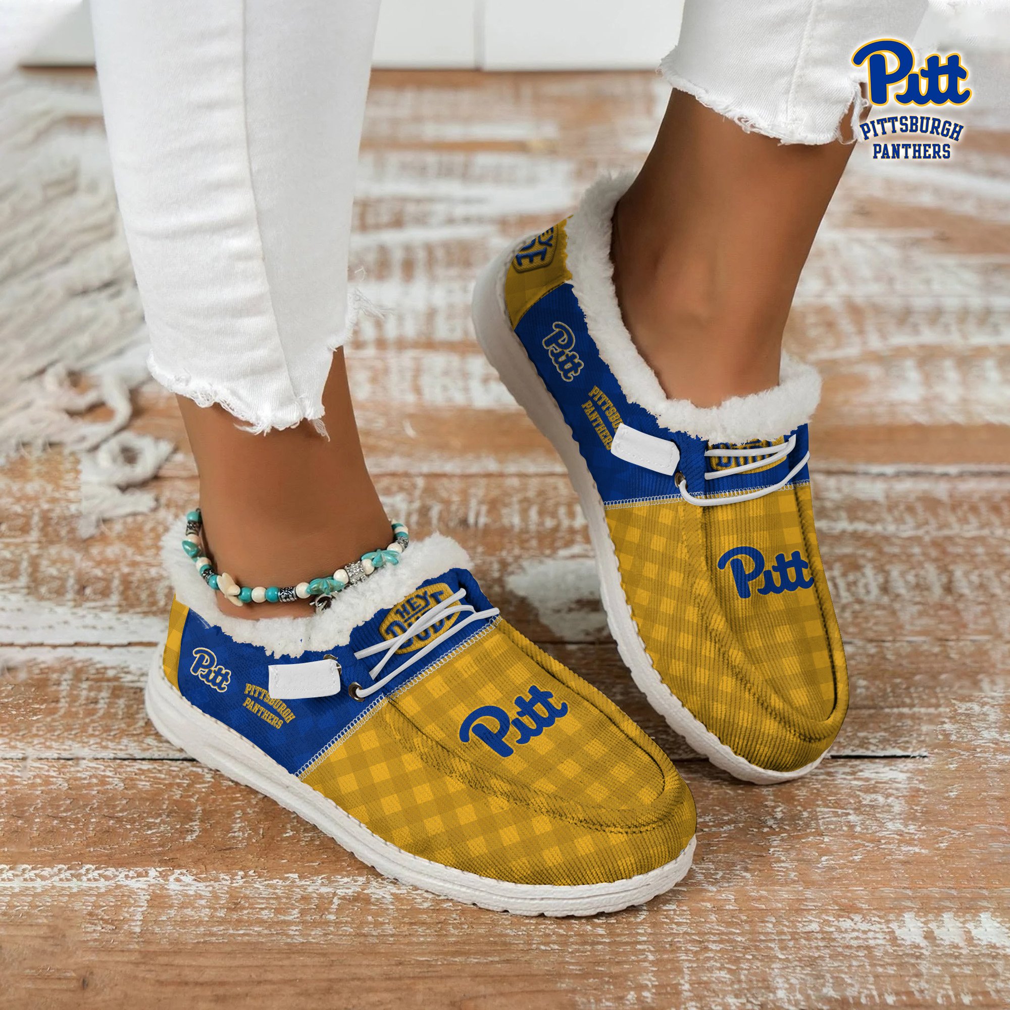 JWFancy Pittsburgh Panthers Hey Dude Shoes Wally Men's Lace Up Loafers Comfortable For Men And Women