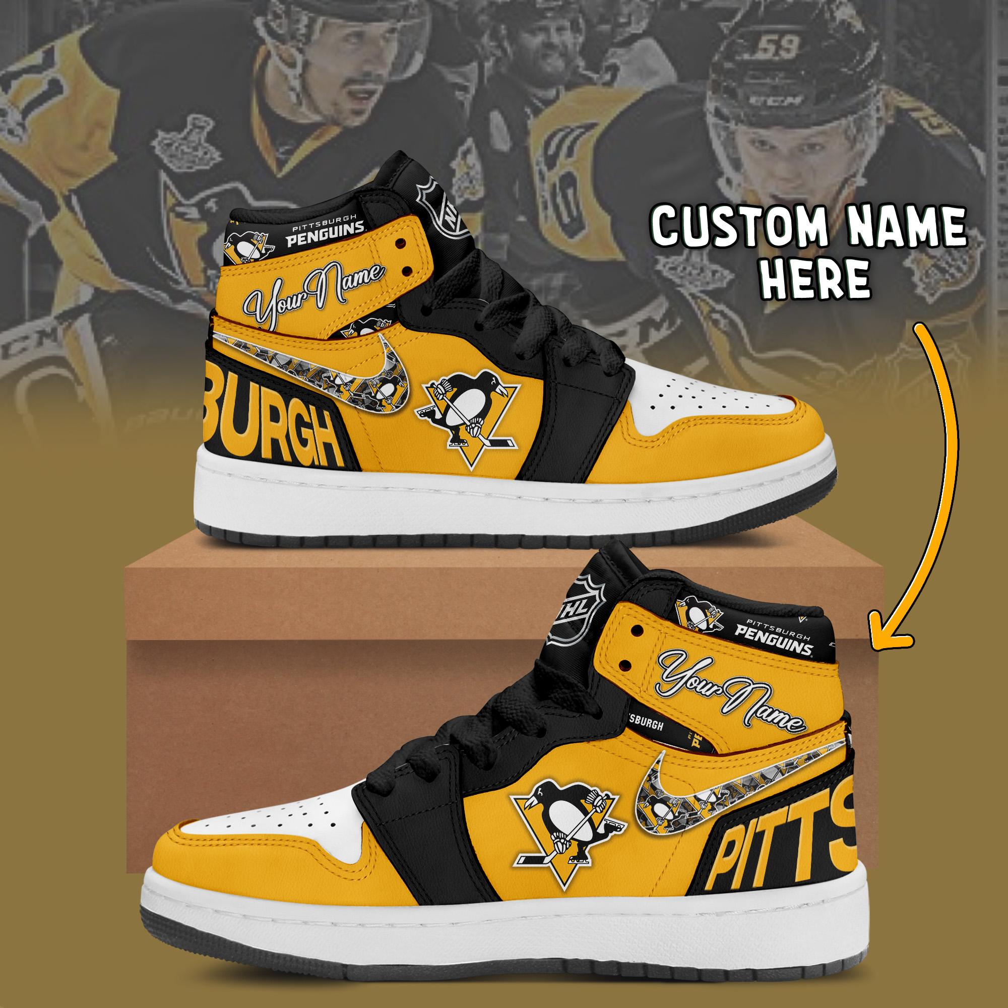 JWFancy Pittsburgh Penguins AJ1 High Sneakers Shoes For Men And Women