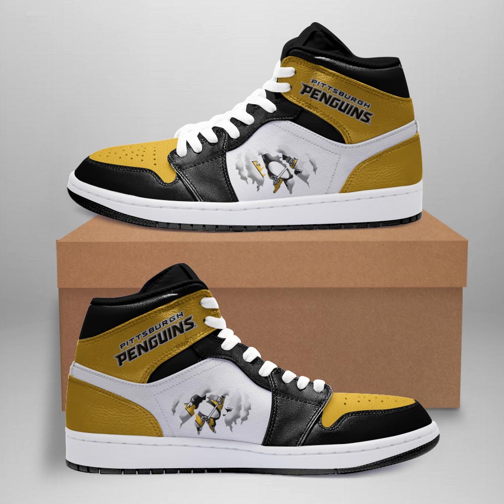 JWFancy Pittsburgh Penguins AJ1 High Sneakers Shoes For Men And Women