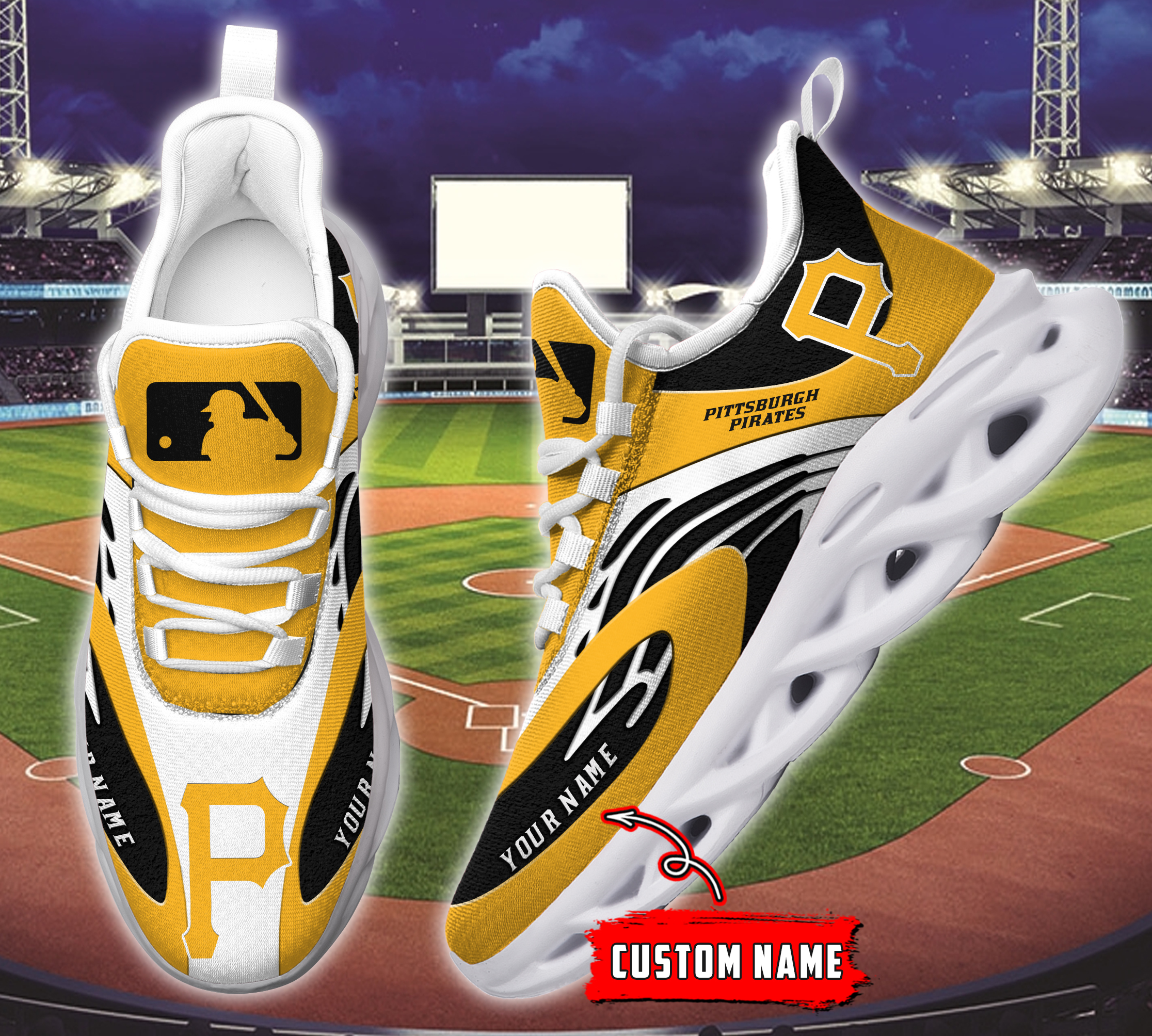 JWFancy Pittsburgh Pirates MLB Max Soul Shoes Sneakers For Men And Women