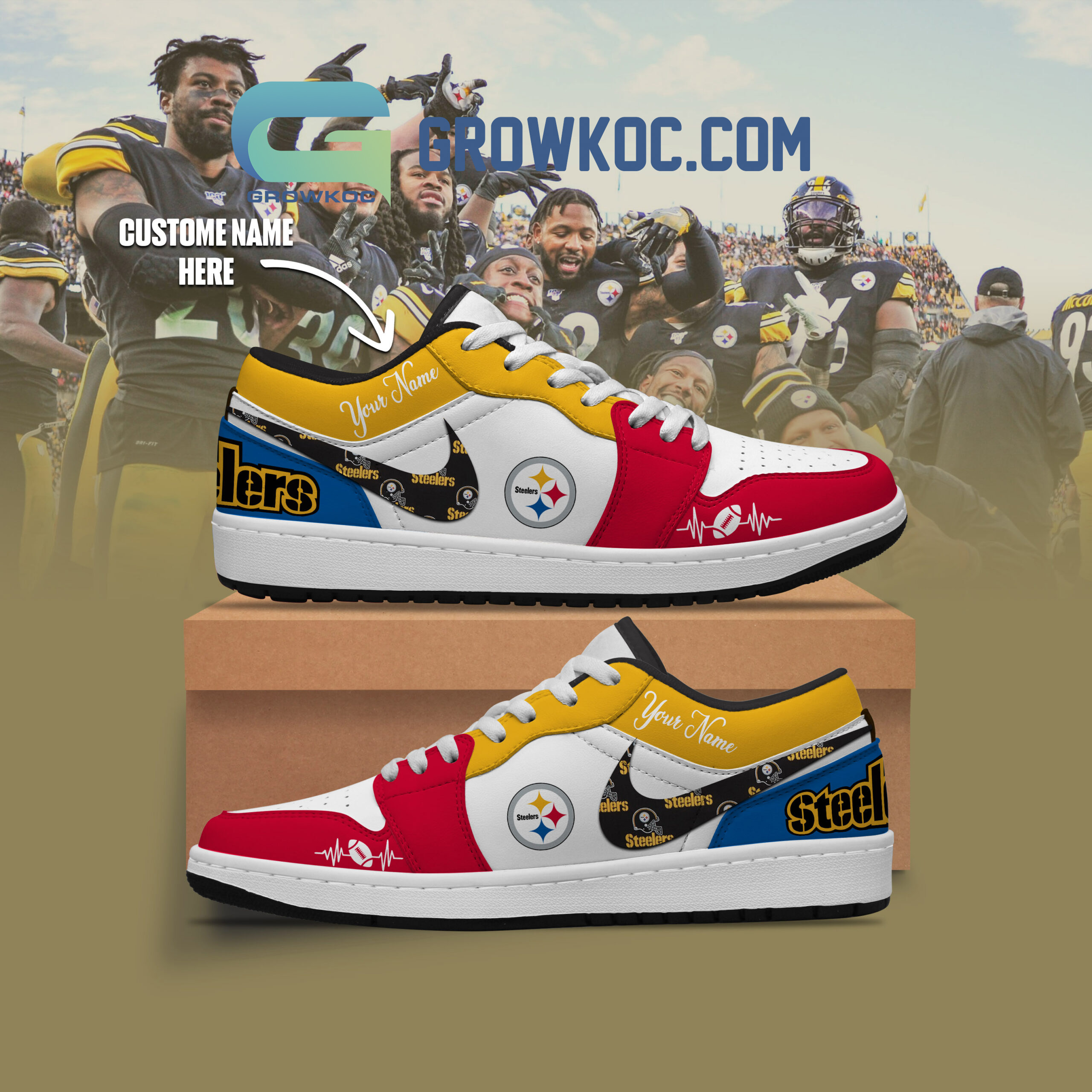 JWFancy Pittsburgh Steelers AJ1 Low Sneakers Shoes For Men And Women