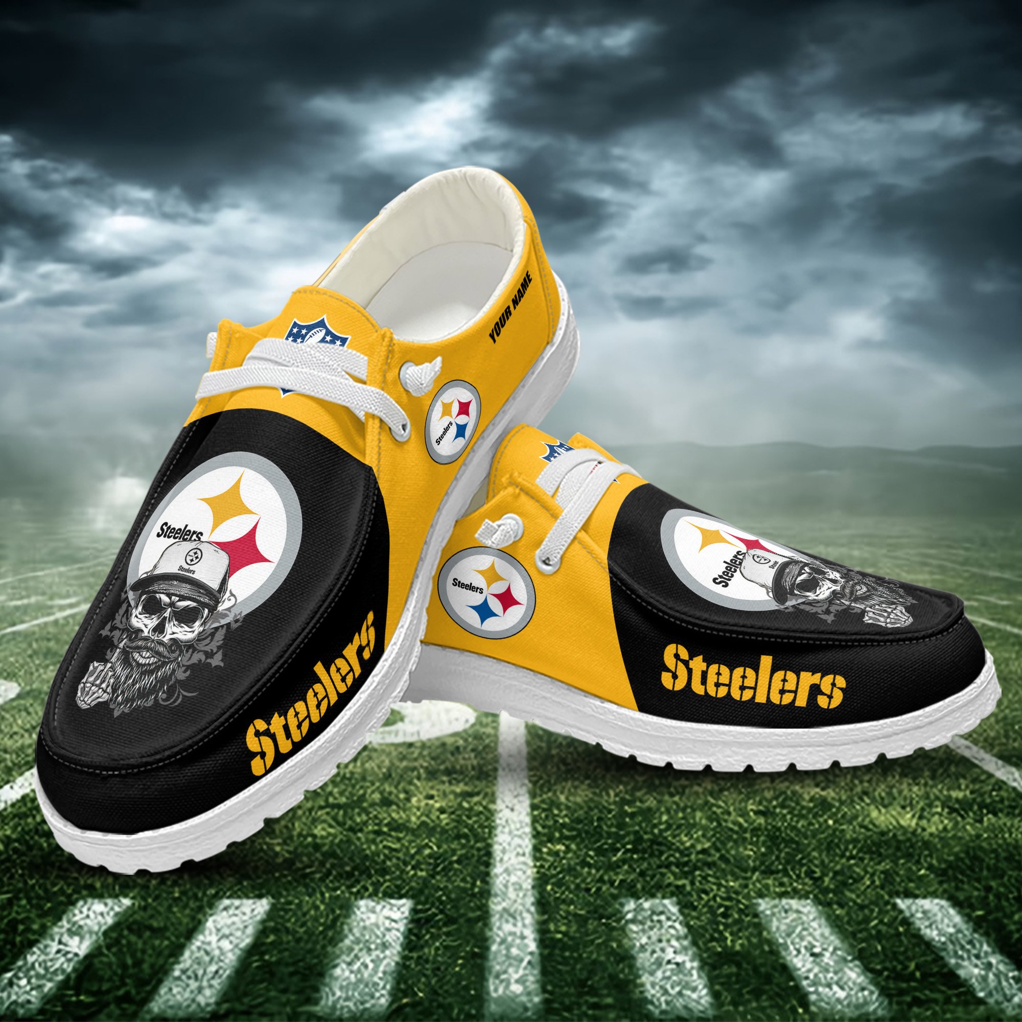 JWFancy Pittsburgh Steelers Hey Dude Shoes Wally Men's Lace Up Loafers Comfortable For Men And Women
