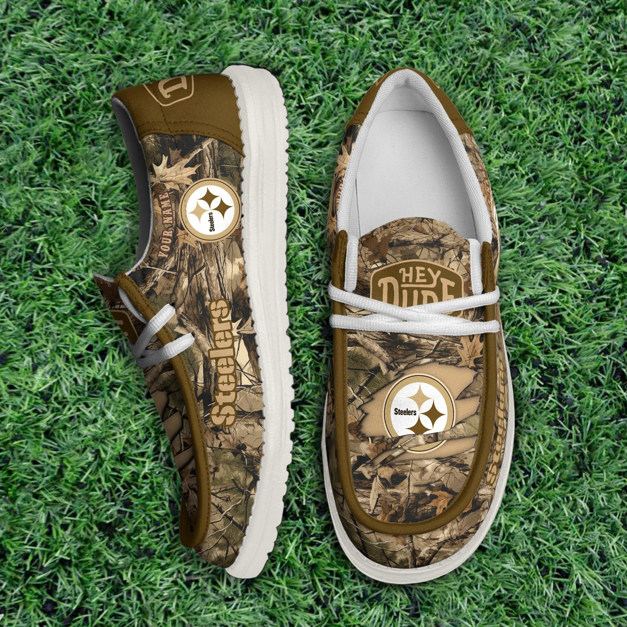 JWFancy Pittsburgh Steelers Hey Dude Shoes Wally Men's Lace Up Loafers Comfortable For Men And Women