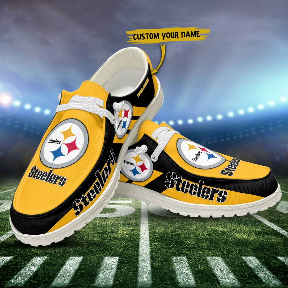 JWFancy Pittsburgh Steelers Hey Dude Shoes Wally Men's Lace Up Loafers Comfortable For Men And Women
