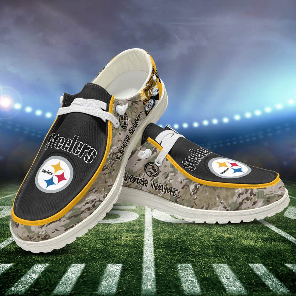 JWFancy Pittsburgh Steelers Hey Dude Shoes Wally Men's Lace Up Loafers Comfortable For Men And Women