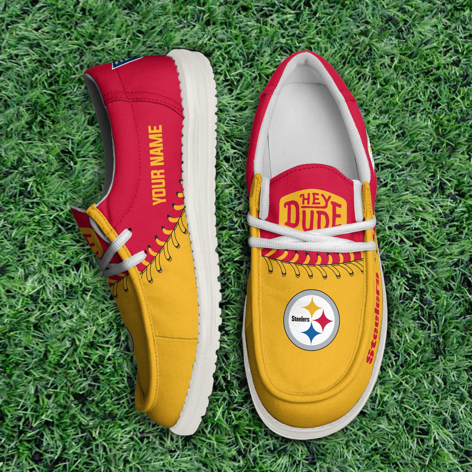 JWFancy Pittsburgh Steelers Hey Dude Shoes Wally Men's Lace Up Loafers Comfortable For Men And Women