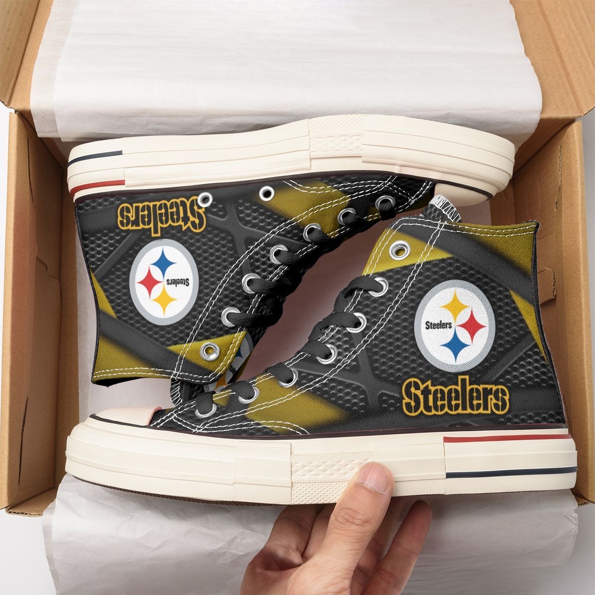 JWFancy Pittsburgh Steelers High Top Canvas Sneakers Shoes For Men And Women
