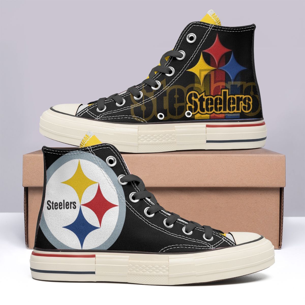 JWFancy Pittsburgh Steelers High Top Canvas Sneakers Shoes For Men And Women