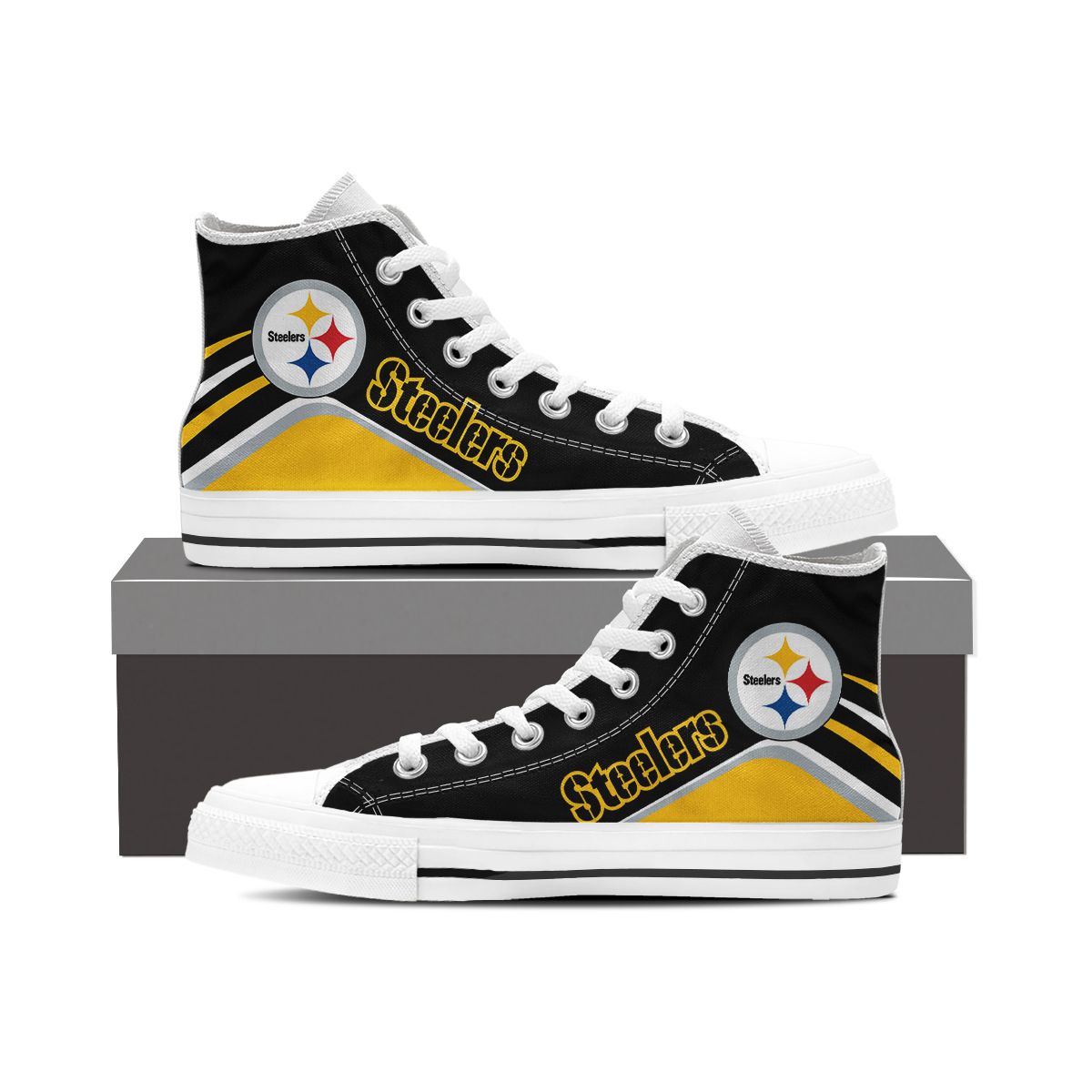 JWFancy Pittsburgh Steelers High Top Canvas Sneakers Shoes For Men And Women
