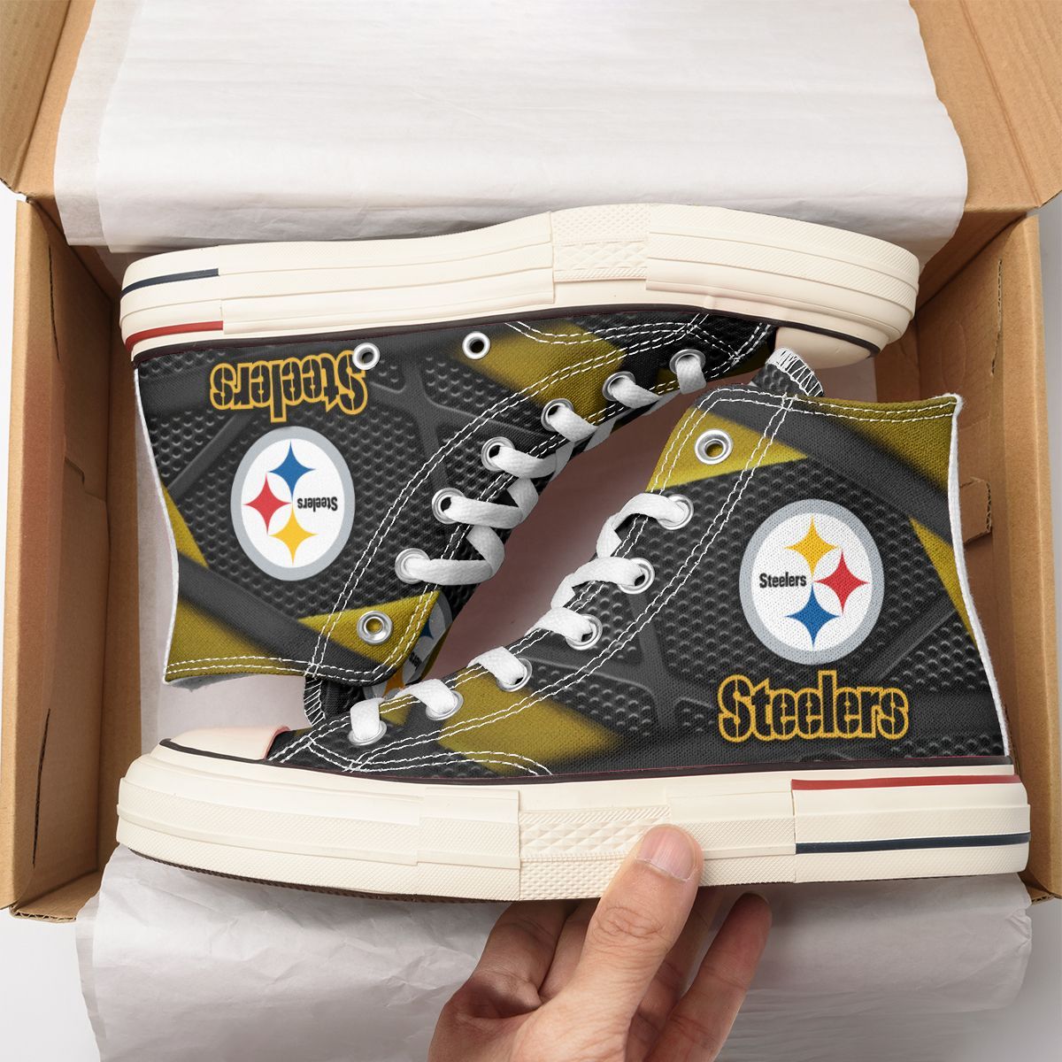 JWFancy Pittsburgh Steelers High Top Canvas Sneakers Shoes For Men And Women