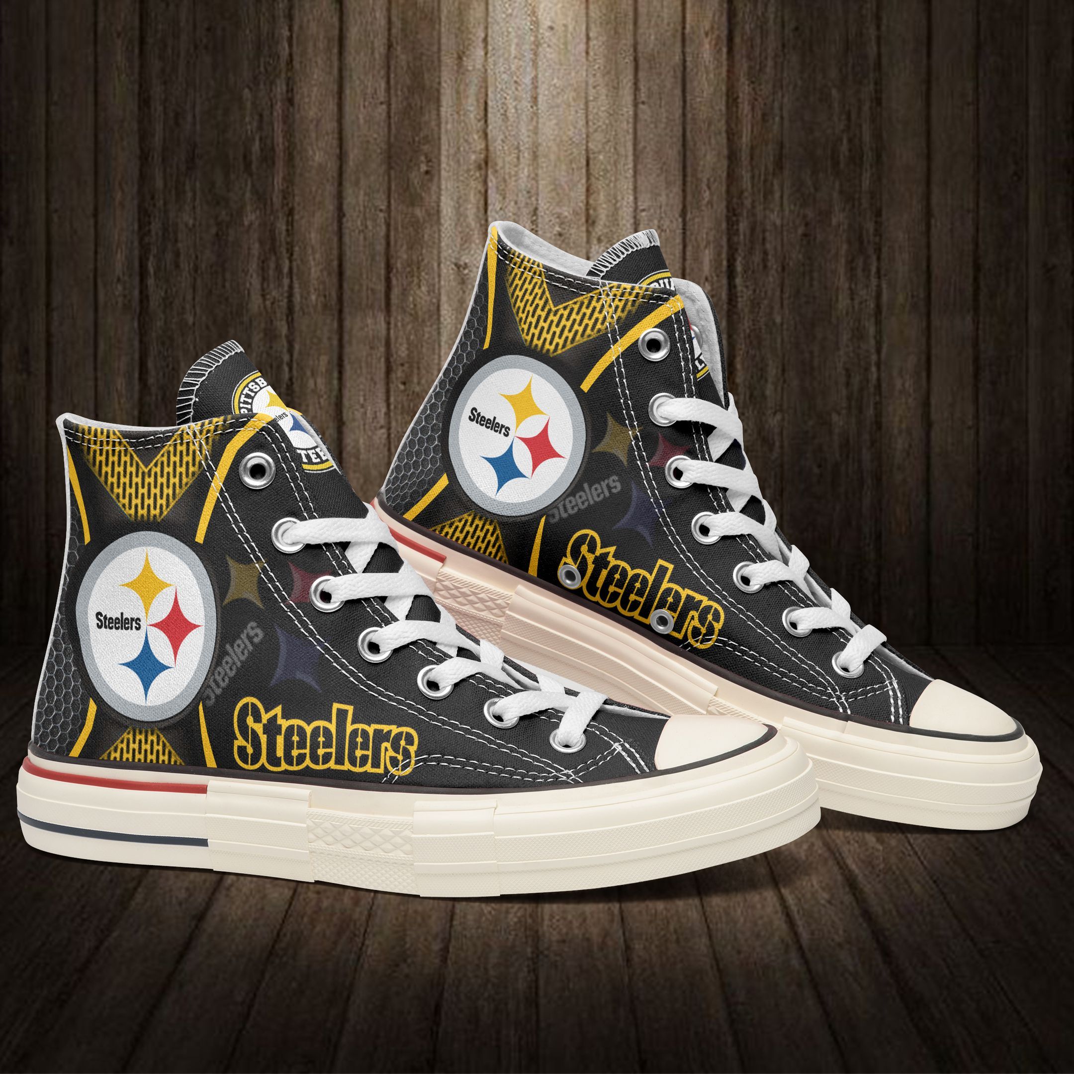 JWFancy Pittsburgh Steelers High Top Canvas Sneakers Shoes For Men And Women