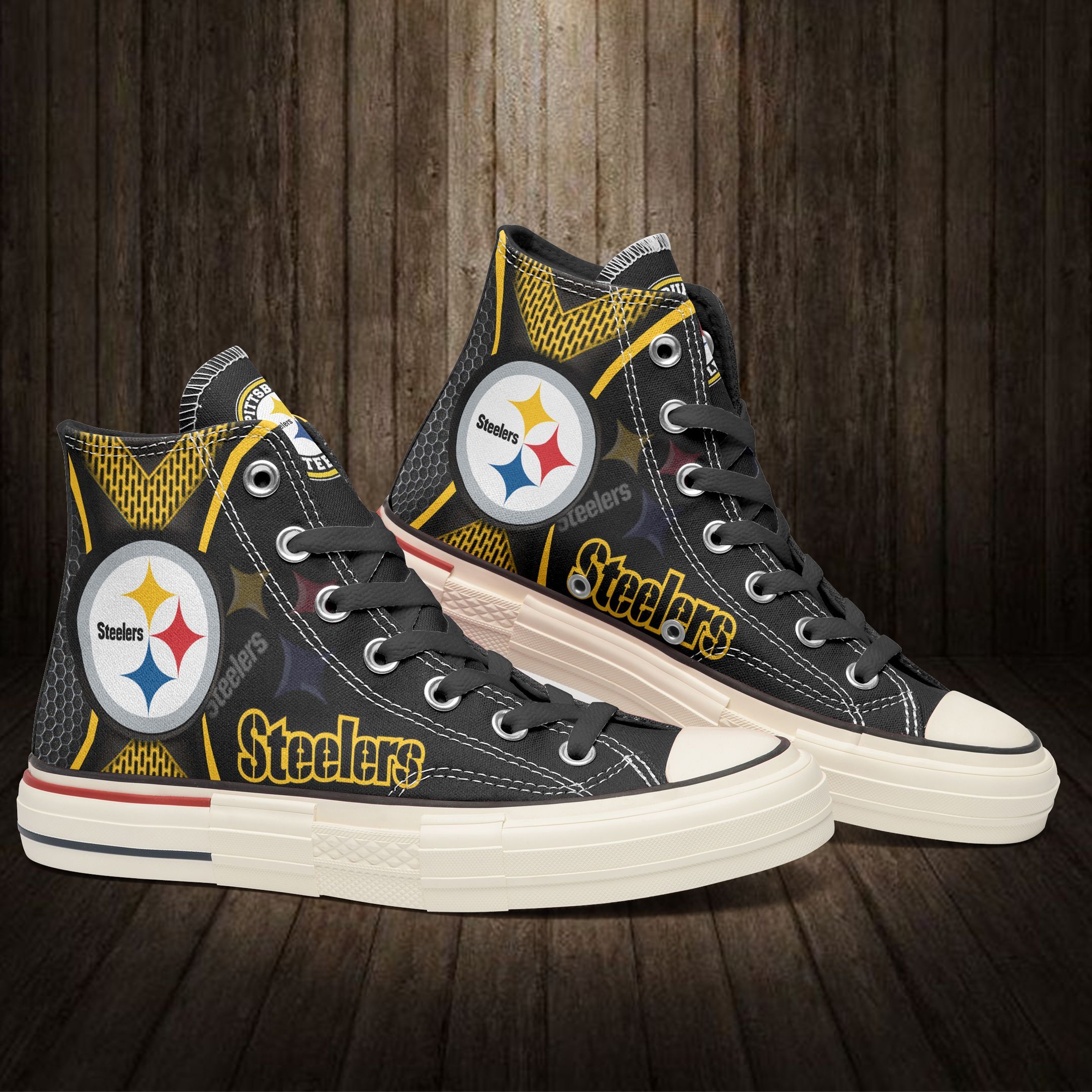 JWFancy Pittsburgh Steelers High Top Canvas Sneakers Shoes For Men And Women