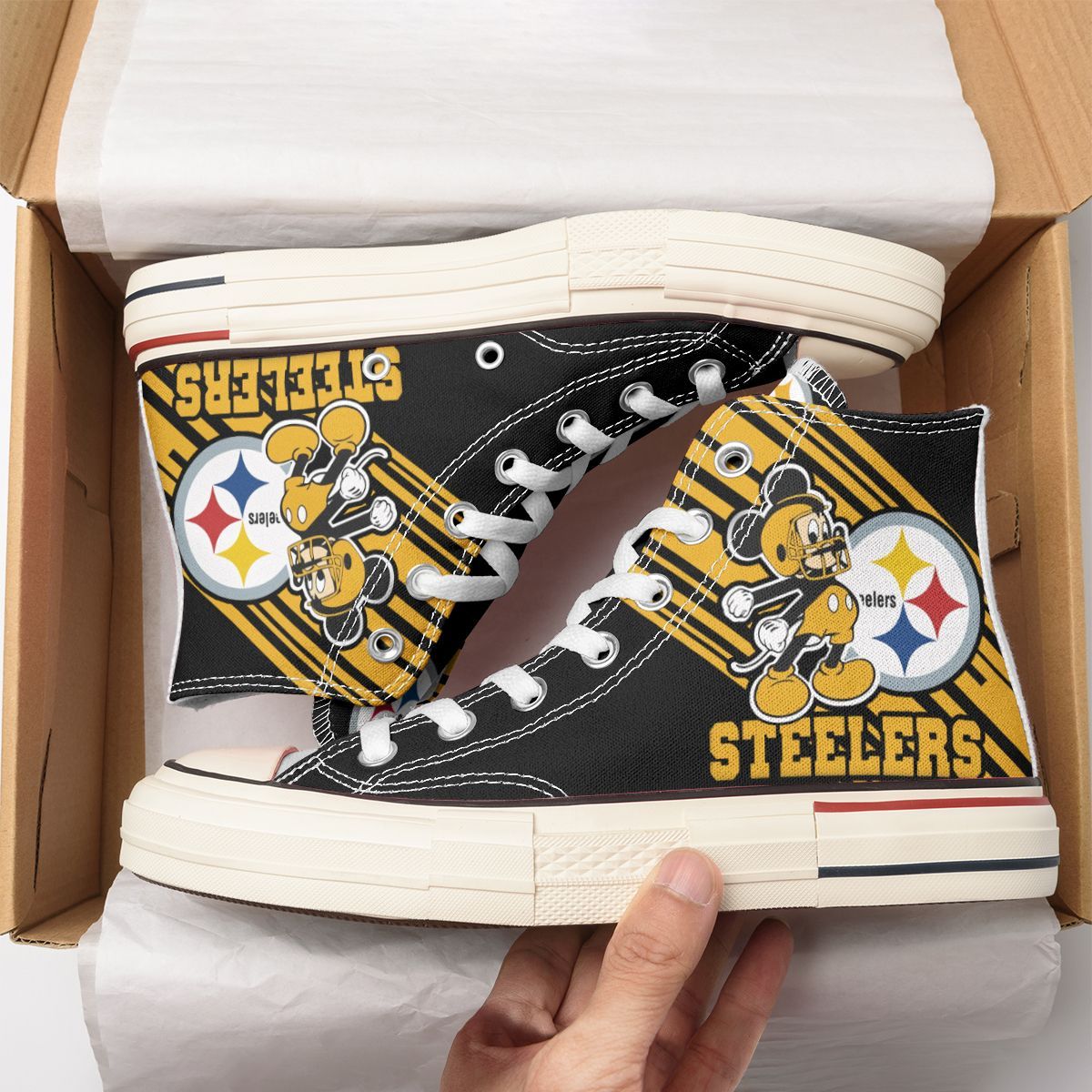 JWFancy Pittsburgh Steelers High Top Canvas Sneakers Shoes For Men And Women
