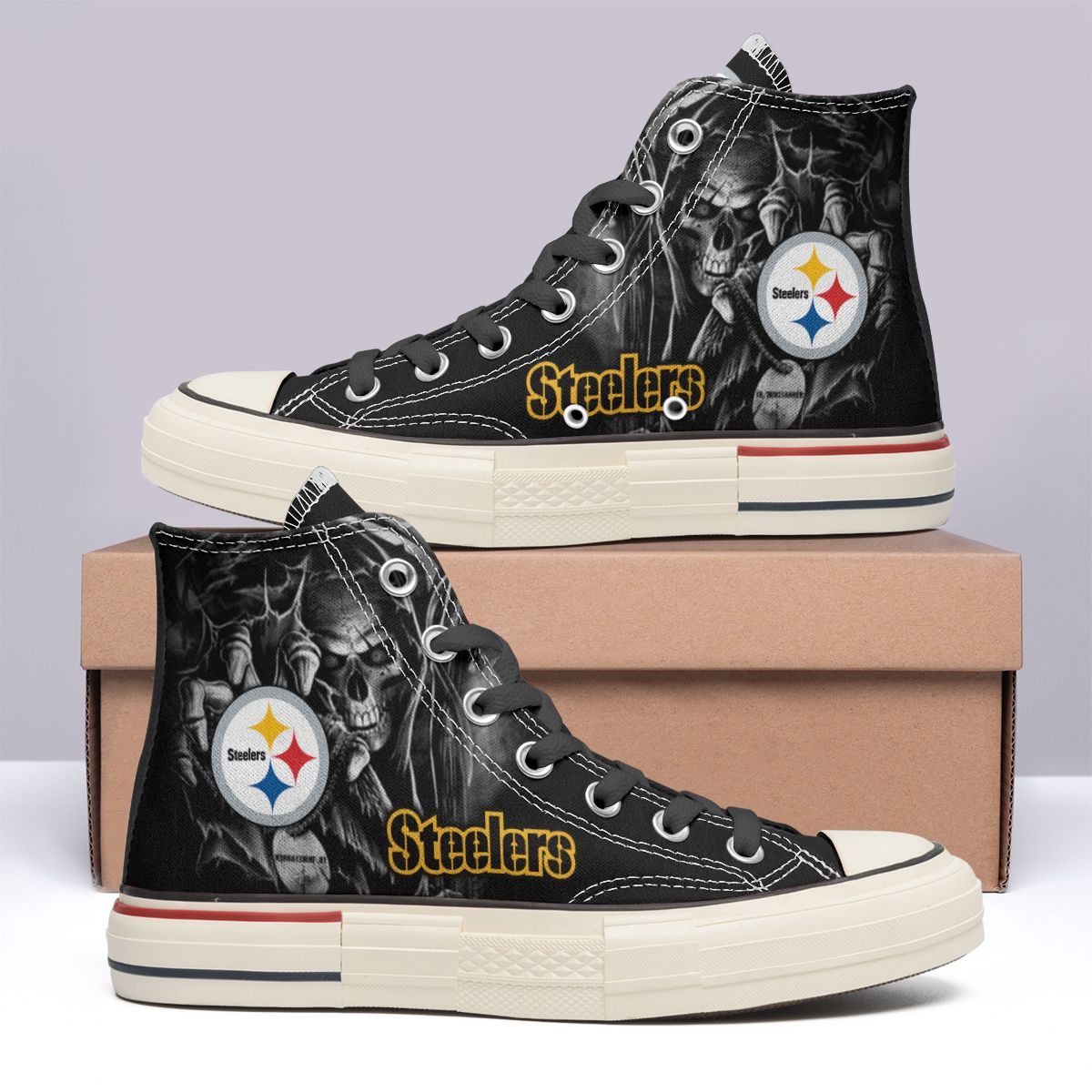 JWFancy Pittsburgh Steelers High Top Canvas Sneakers Shoes For Men And Women