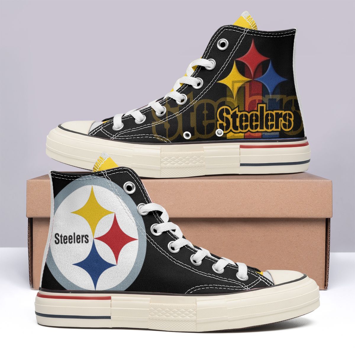 JWFancy Pittsburgh Steelers High Top Canvas Sneakers Shoes For Men And Women