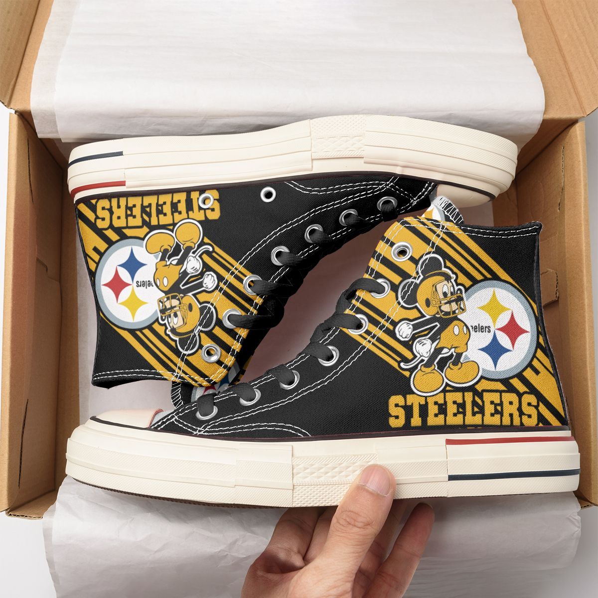 JWFancy Pittsburgh Steelers High Top Canvas Sneakers Shoes For Men And Women