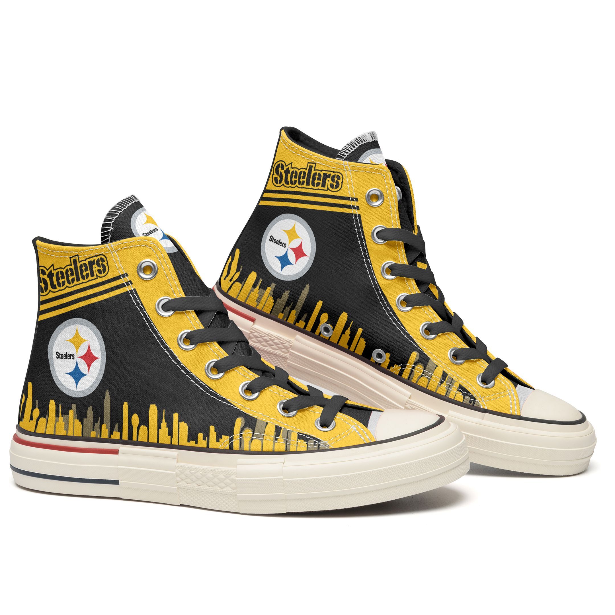 JWFancy Pittsburgh Steelers High Top Canvas Sneakers Shoes For Men And Women