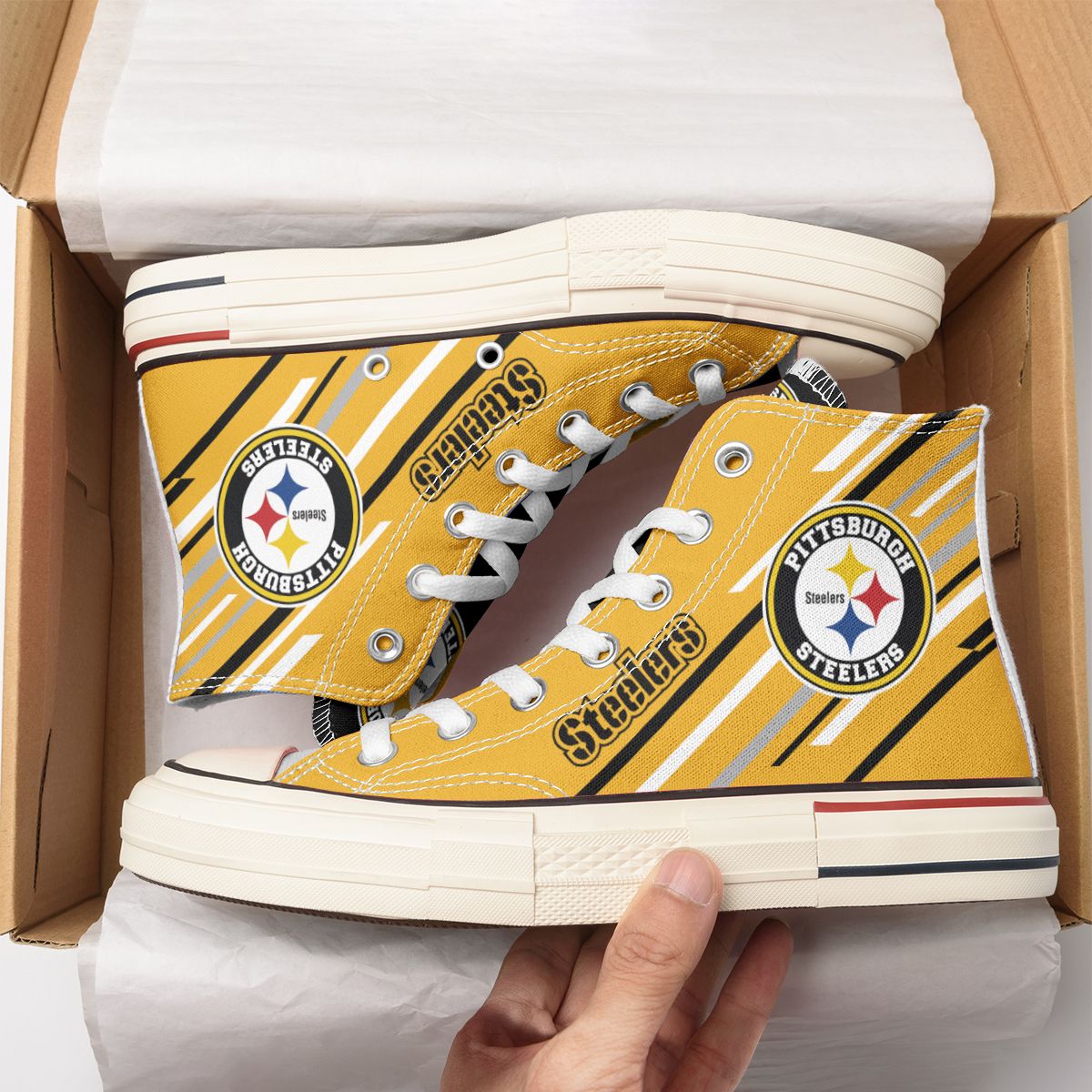 JWFancy Pittsburgh Steelers High Top Canvas Sneakers Shoes For Men And Women