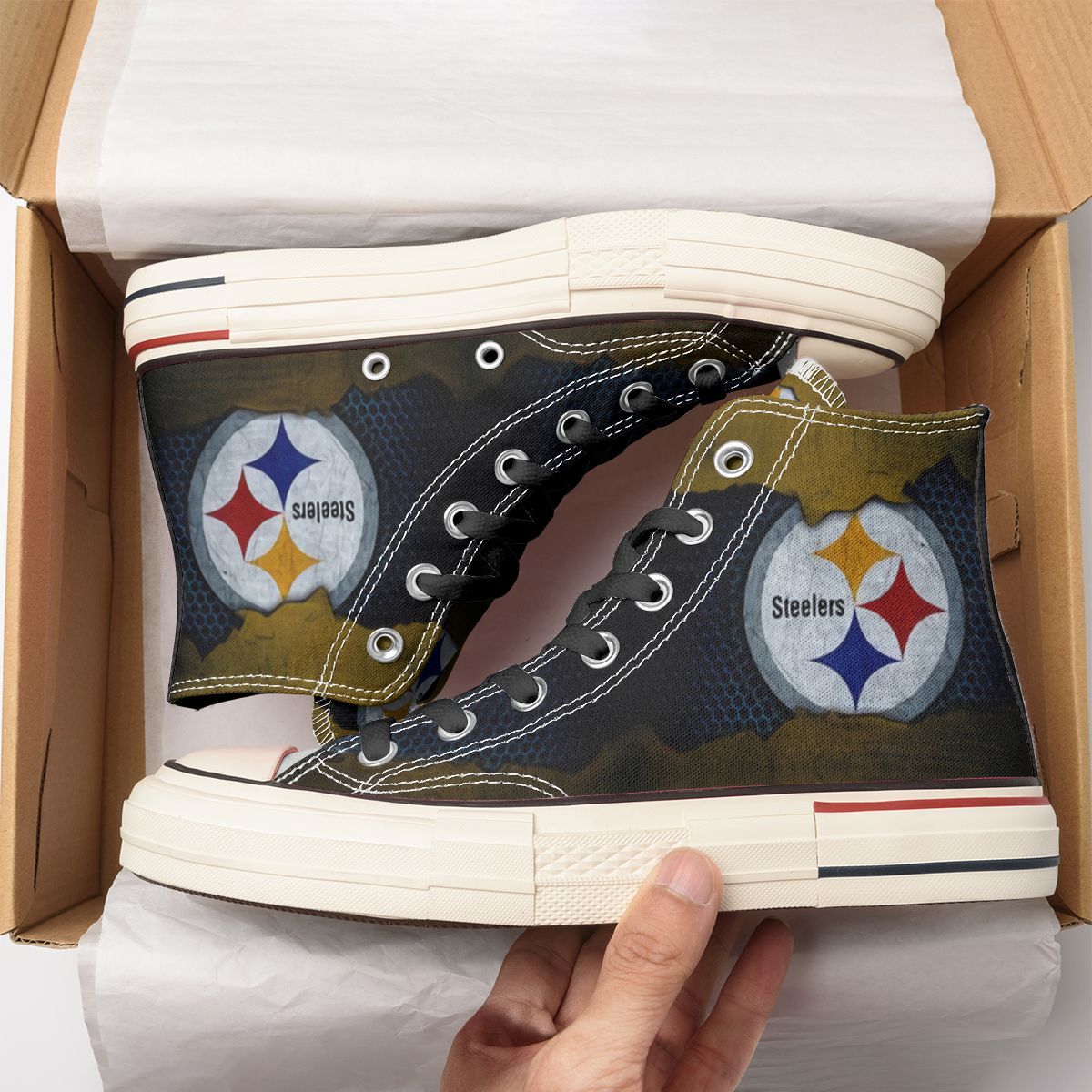 JWFancy Pittsburgh Steelers High Top Canvas Sneakers Shoes For Men And Women