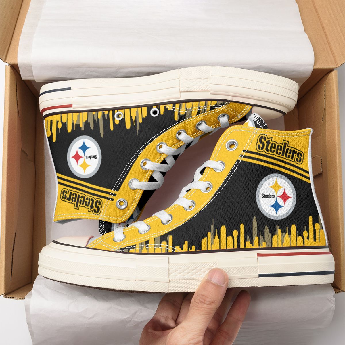 JWFancy Pittsburgh Steelers High Top Canvas Sneakers Shoes For Men And Women