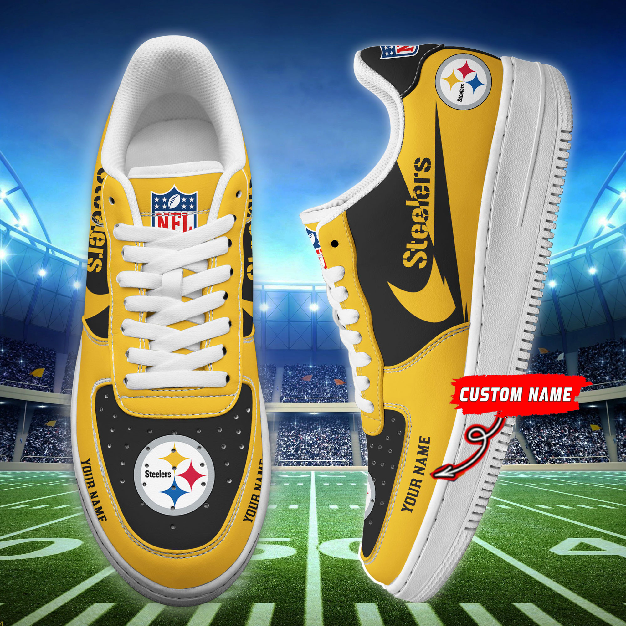 JWFancy Pittsburgh Steelers NFL Air Low-Top Sneakers Shoes For Men And Women