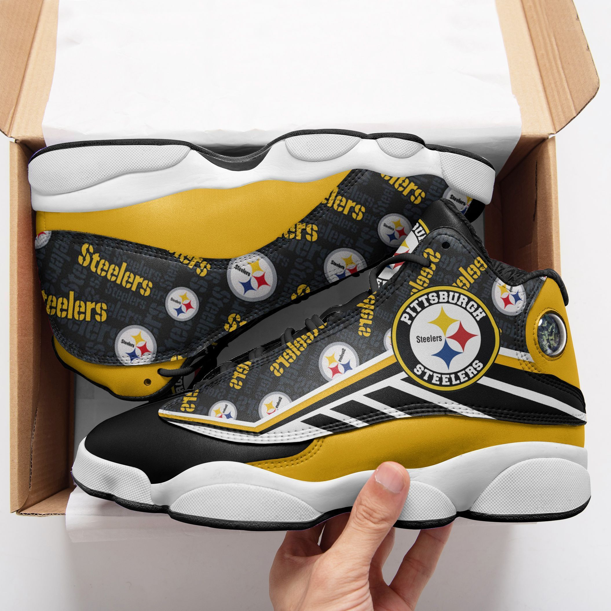 JWFancy Pittsburgh Steelers NFL AJ13 Sneakers Shoes For Men And Women