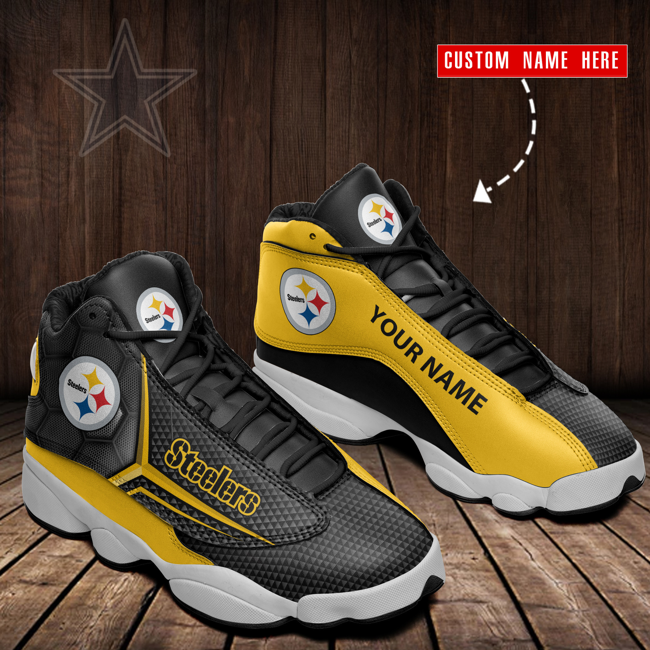 JWFancy Pittsburgh Steelers NFL AJ13 Sneakers Shoes For Men And Women