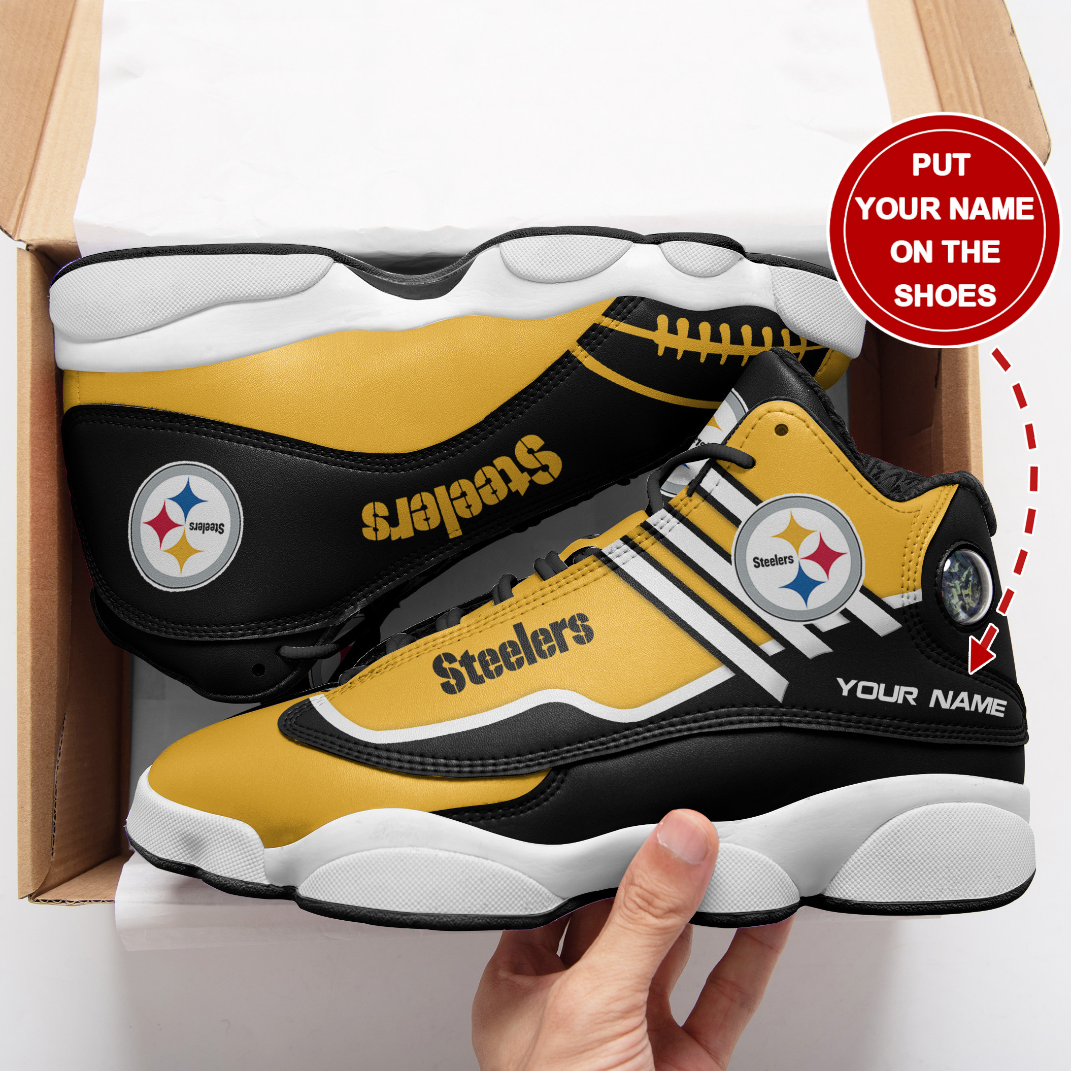JWFancy Pittsburgh Steelers NFL AJ13 Sneakers Shoes For Men And Women