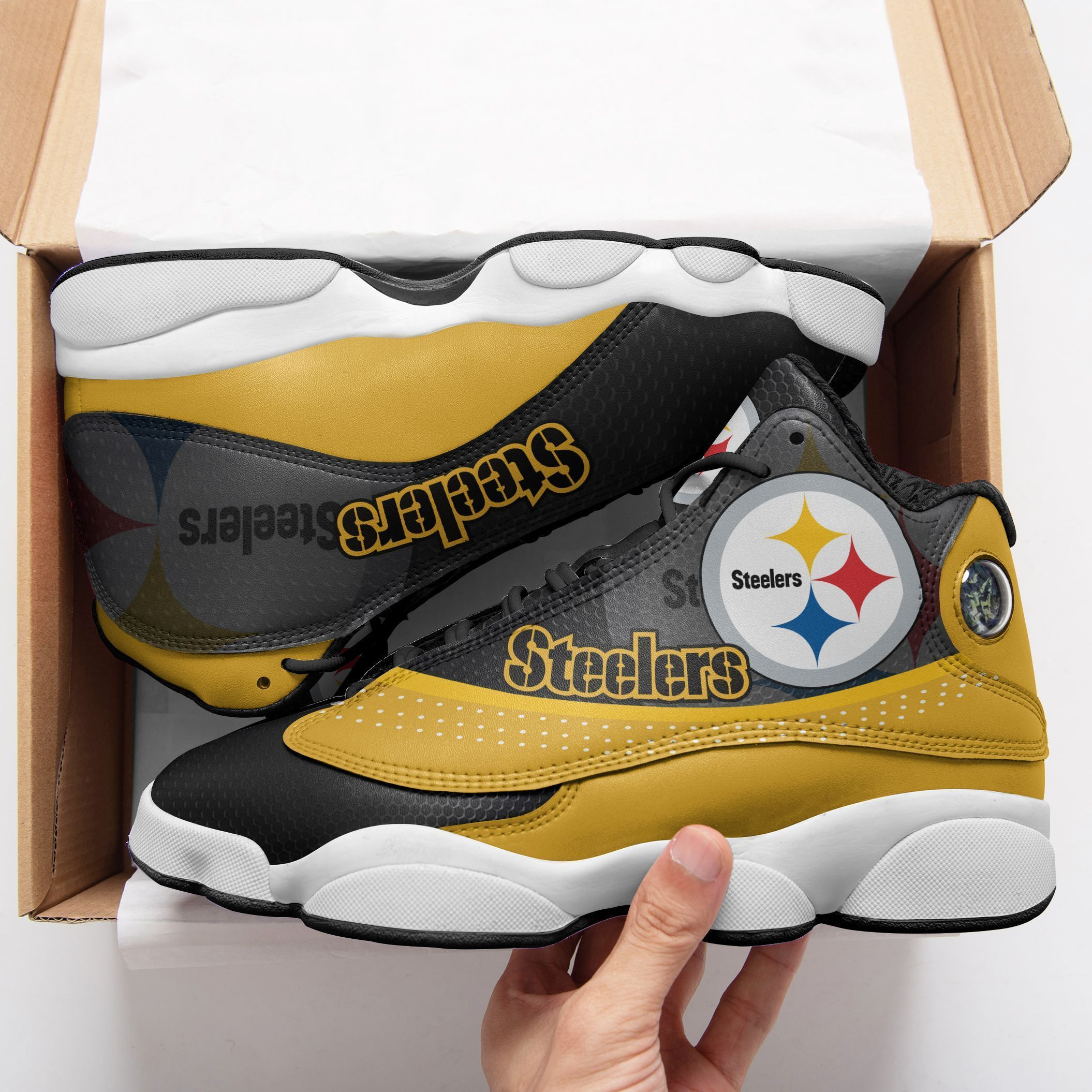 JWFancy Pittsburgh Steelers NFL AJ13 Sneakers Shoes For Men And Women