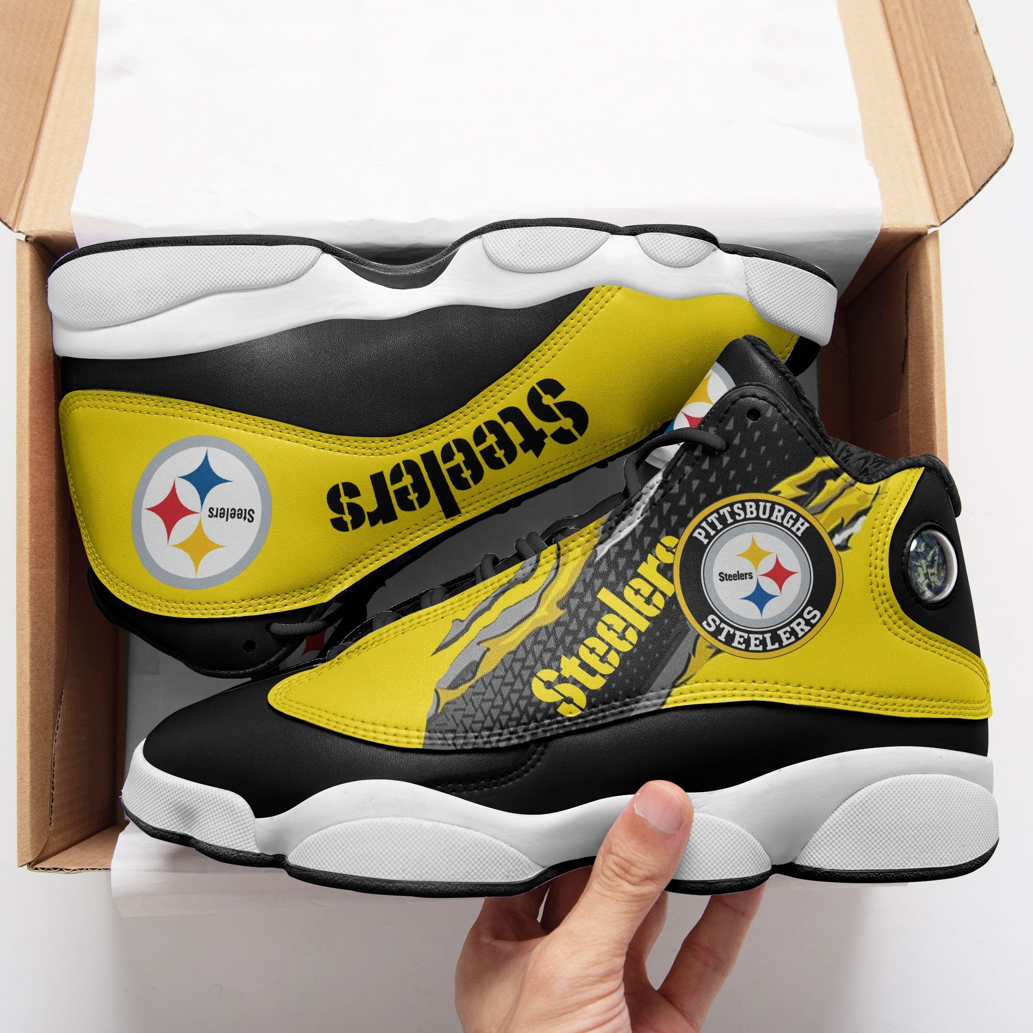 JWFancy Pittsburgh Steelers NFL AJ13 Sneakers Shoes For Men And Women