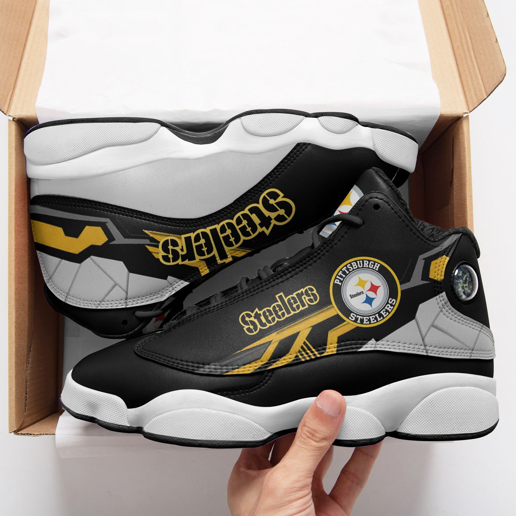 JWFancy Pittsburgh Steelers NFL AJ13 Sneakers Shoes For Men And Women