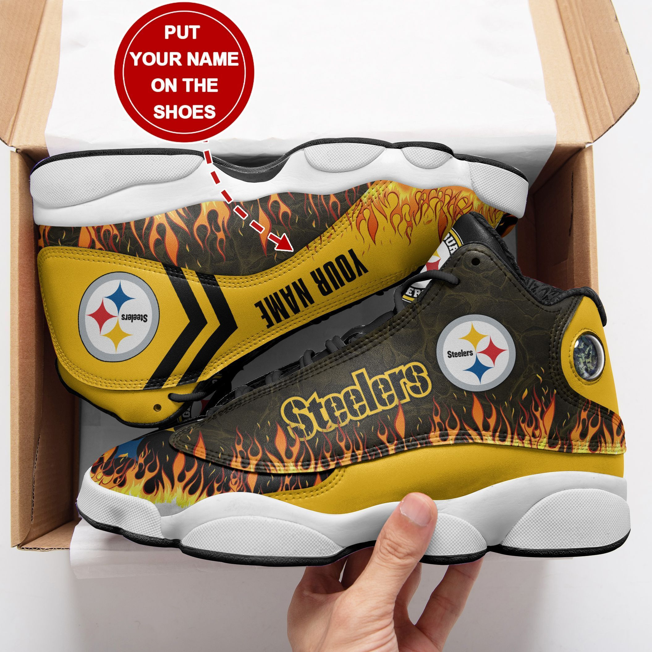 JWFancy Pittsburgh Steelers NFL AJ13 Sneakers Shoes For Men And Women