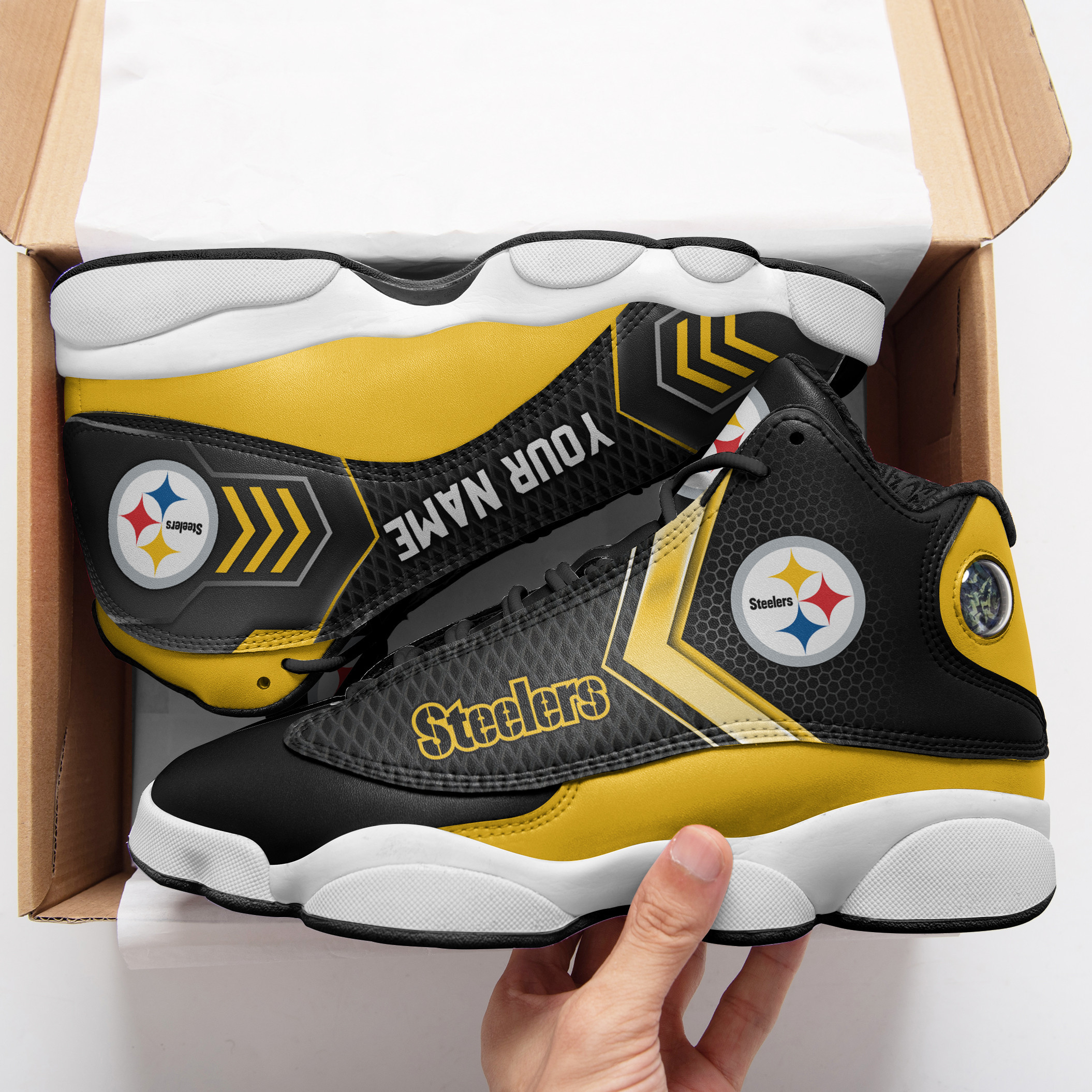 JWFancy Pittsburgh Steelers NFL AJ13 Sneakers Shoes For Men And Women