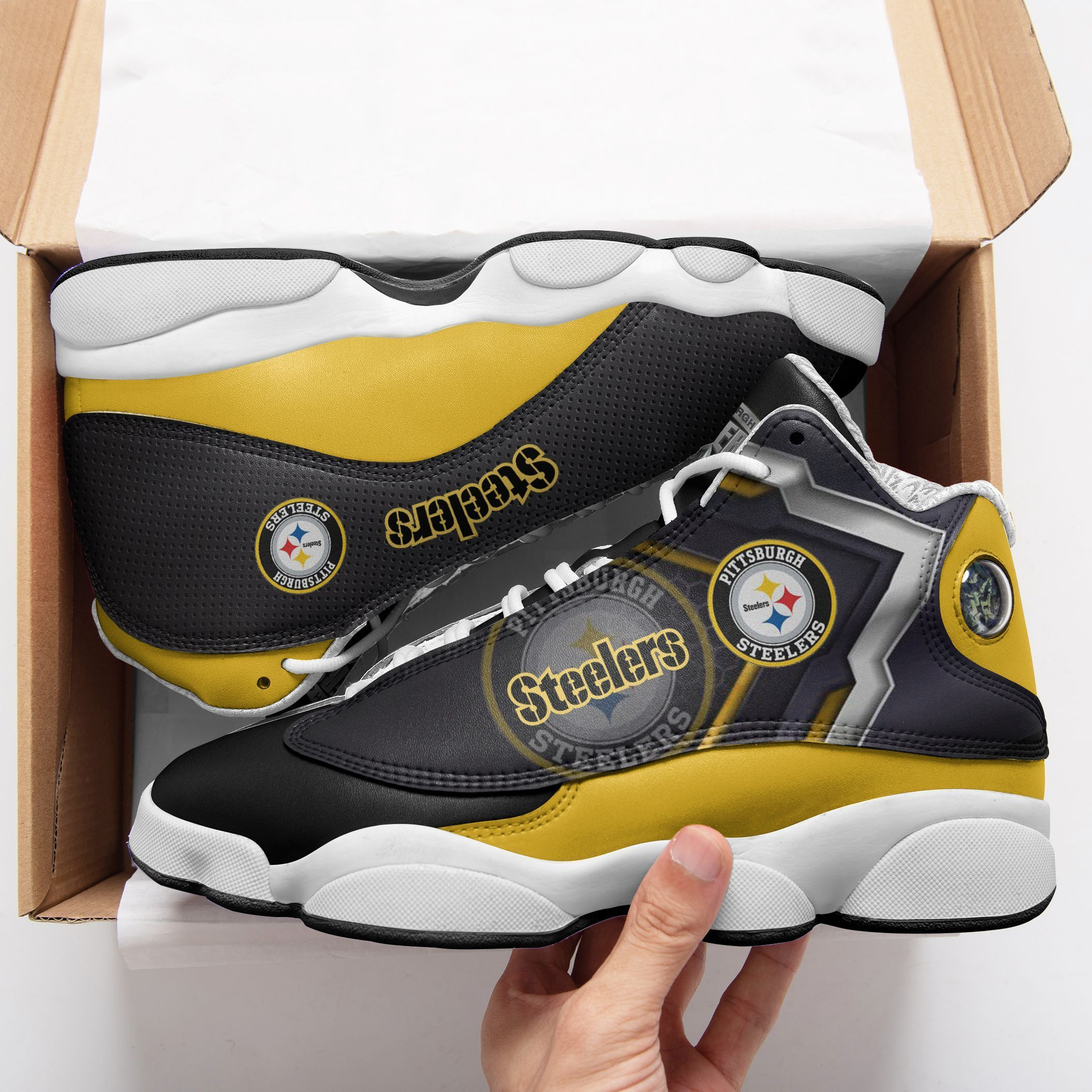 JWFancy Pittsburgh Steelers NFL AJ13 Sneakers Shoes For Men And Women