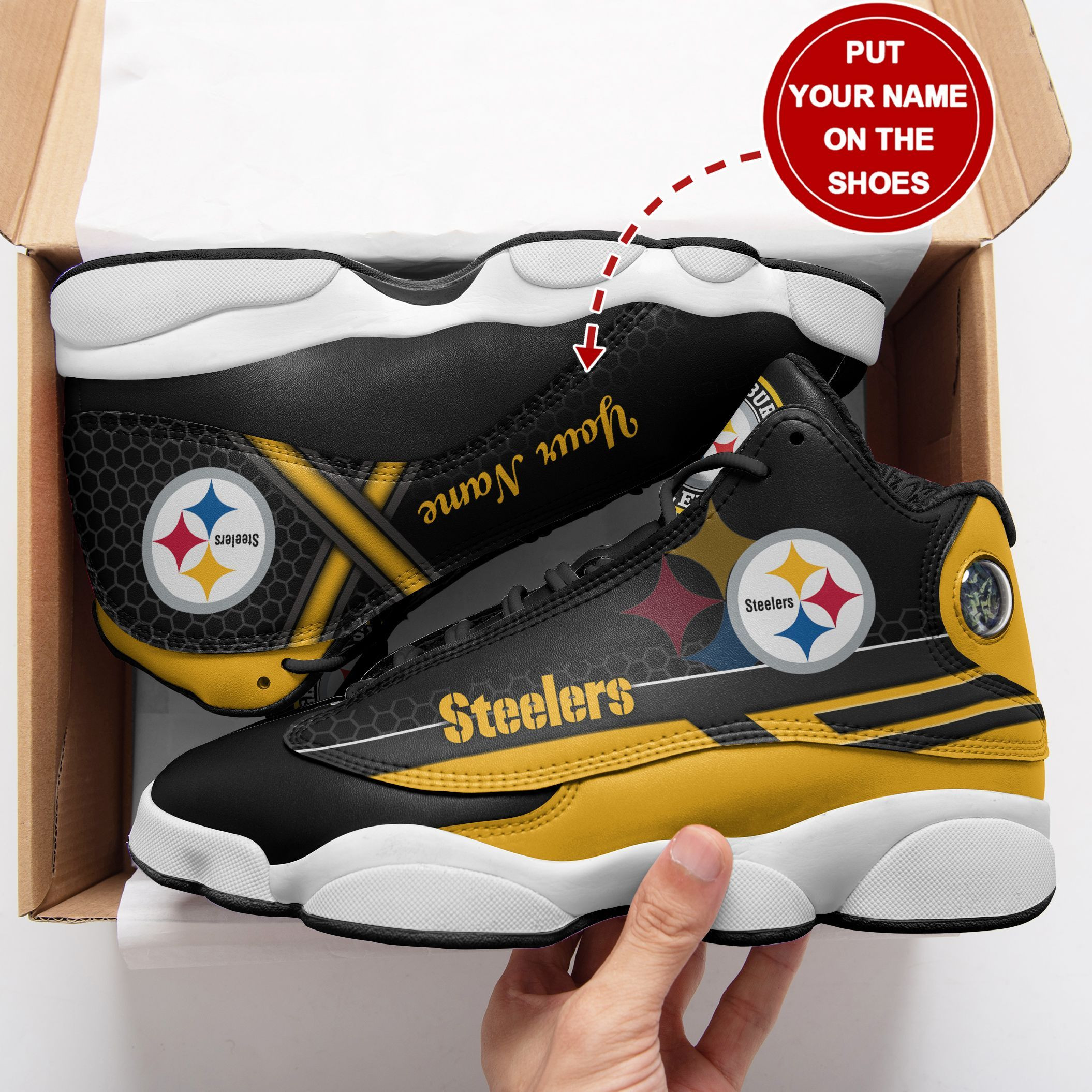 JWFancy Pittsburgh Steelers NFL AJ13 Sneakers Shoes For Men And Women