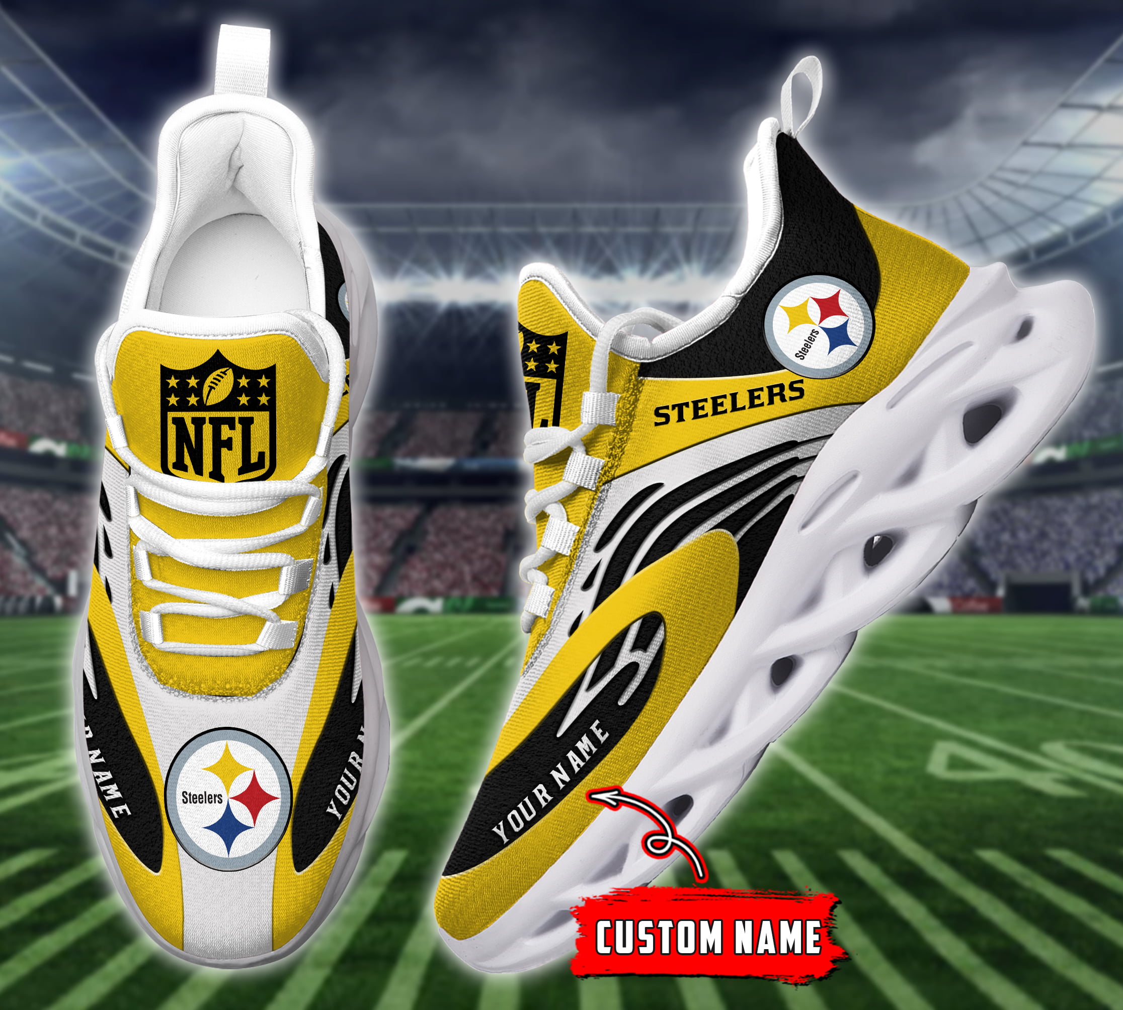 JWFancy Pittsburgh Steelers NFL Max Soul Shoes Sneakers For Men And Women