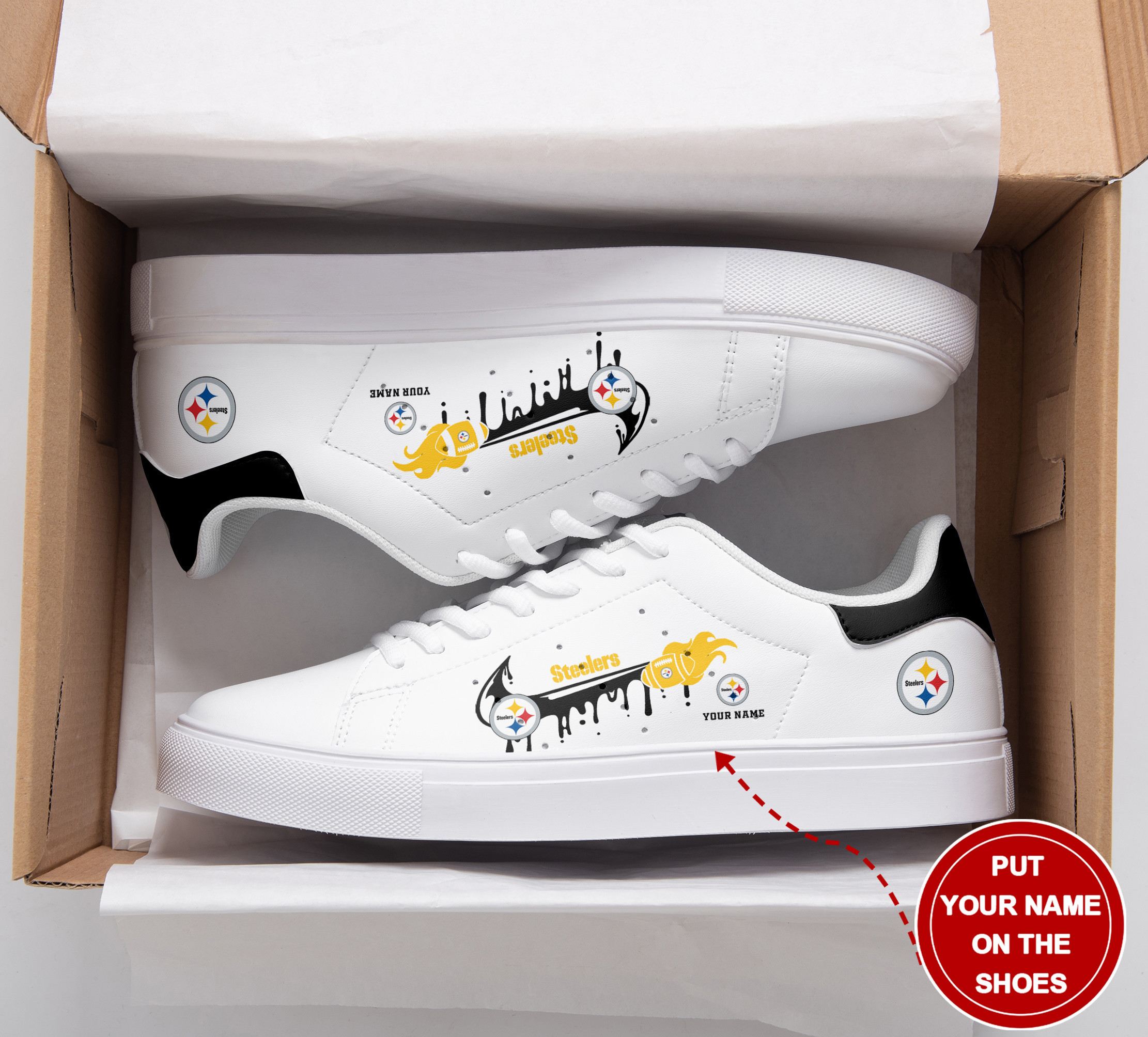 JWFancy Pittsburgh Steelers Skate Stan Shoes Sneakes For Men And Women