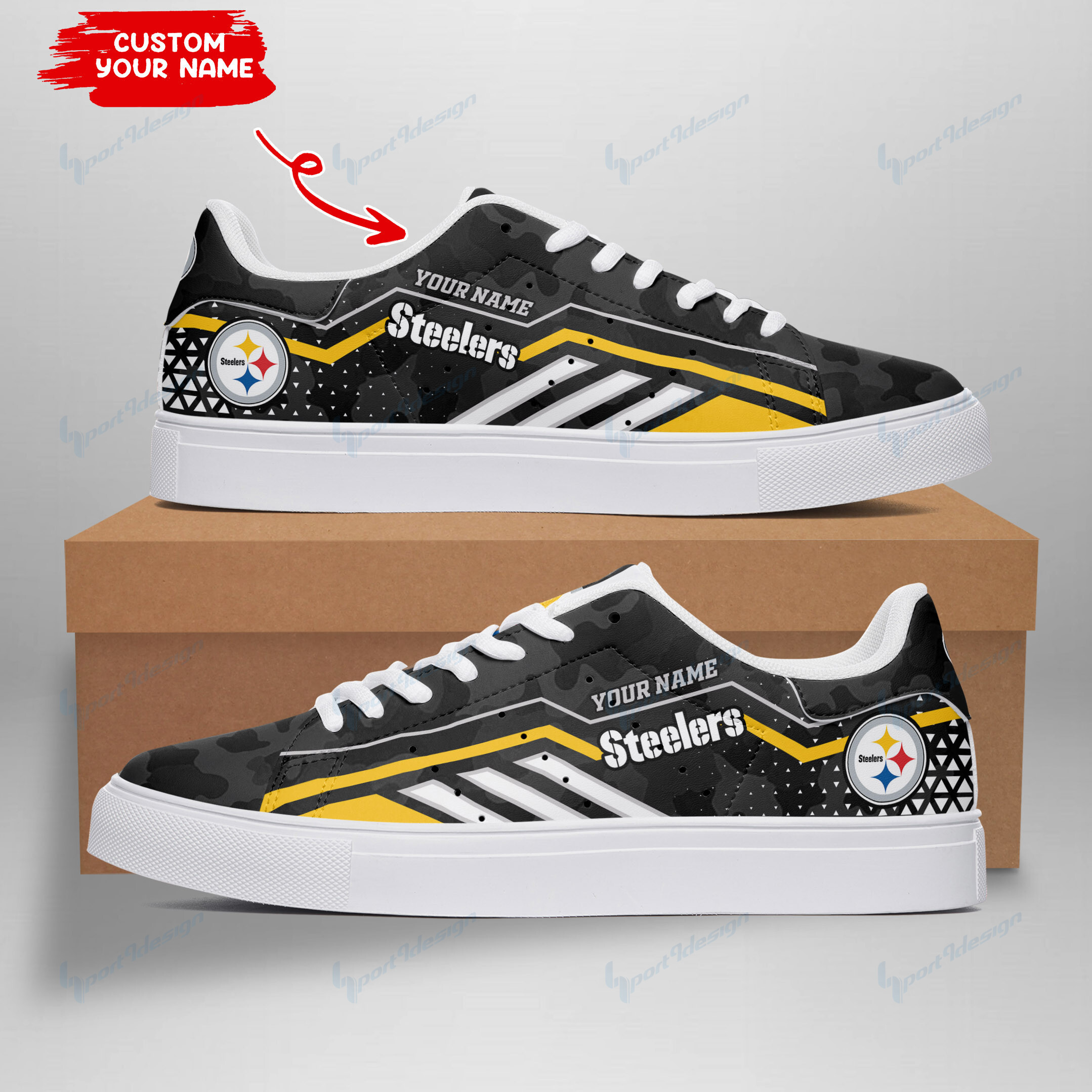 JWFancy Pittsburgh Steelers Skate Stan Shoes Sneakes For Men And Women