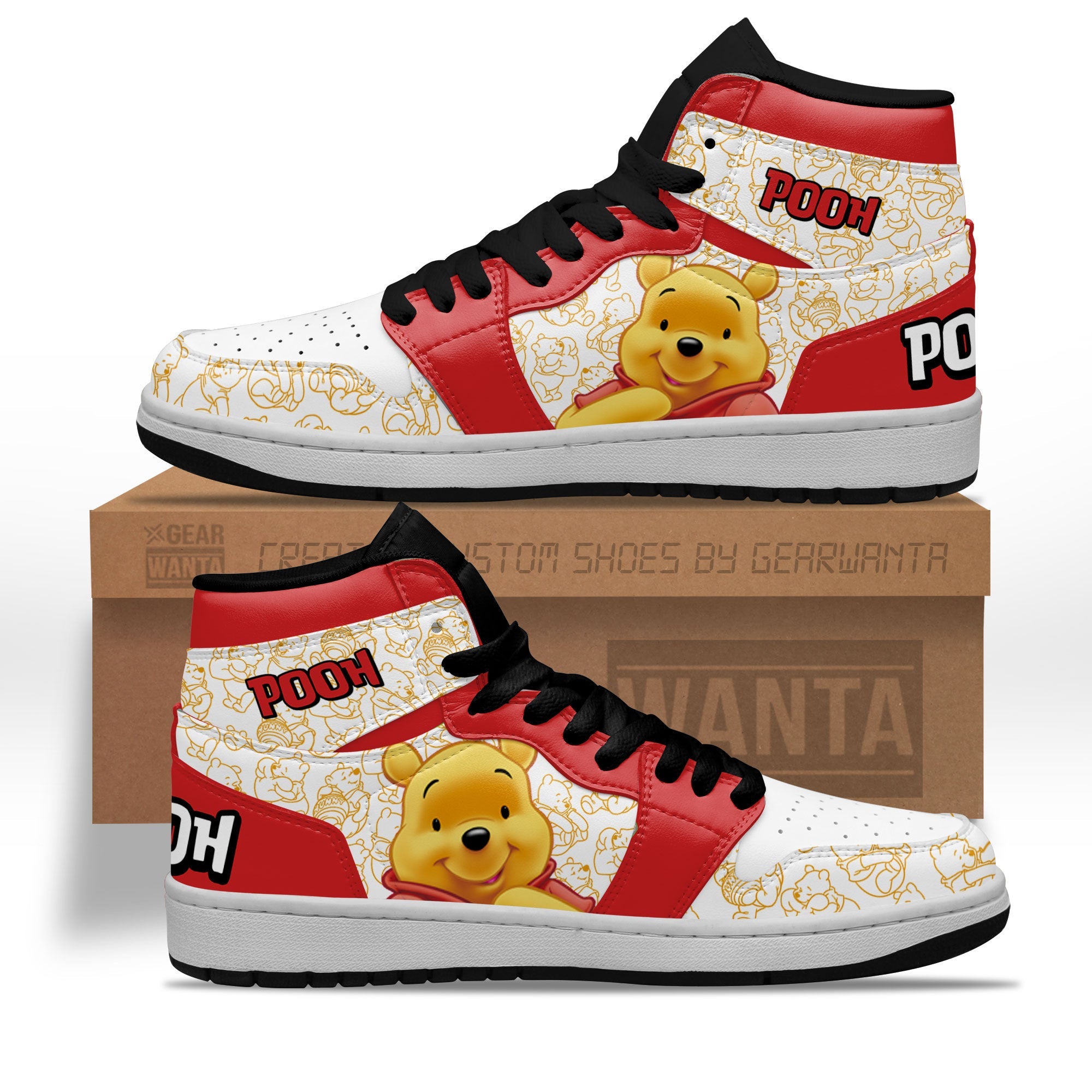 JWFancy Pooh AJ1 High Sneakers Shoes For Men And Women