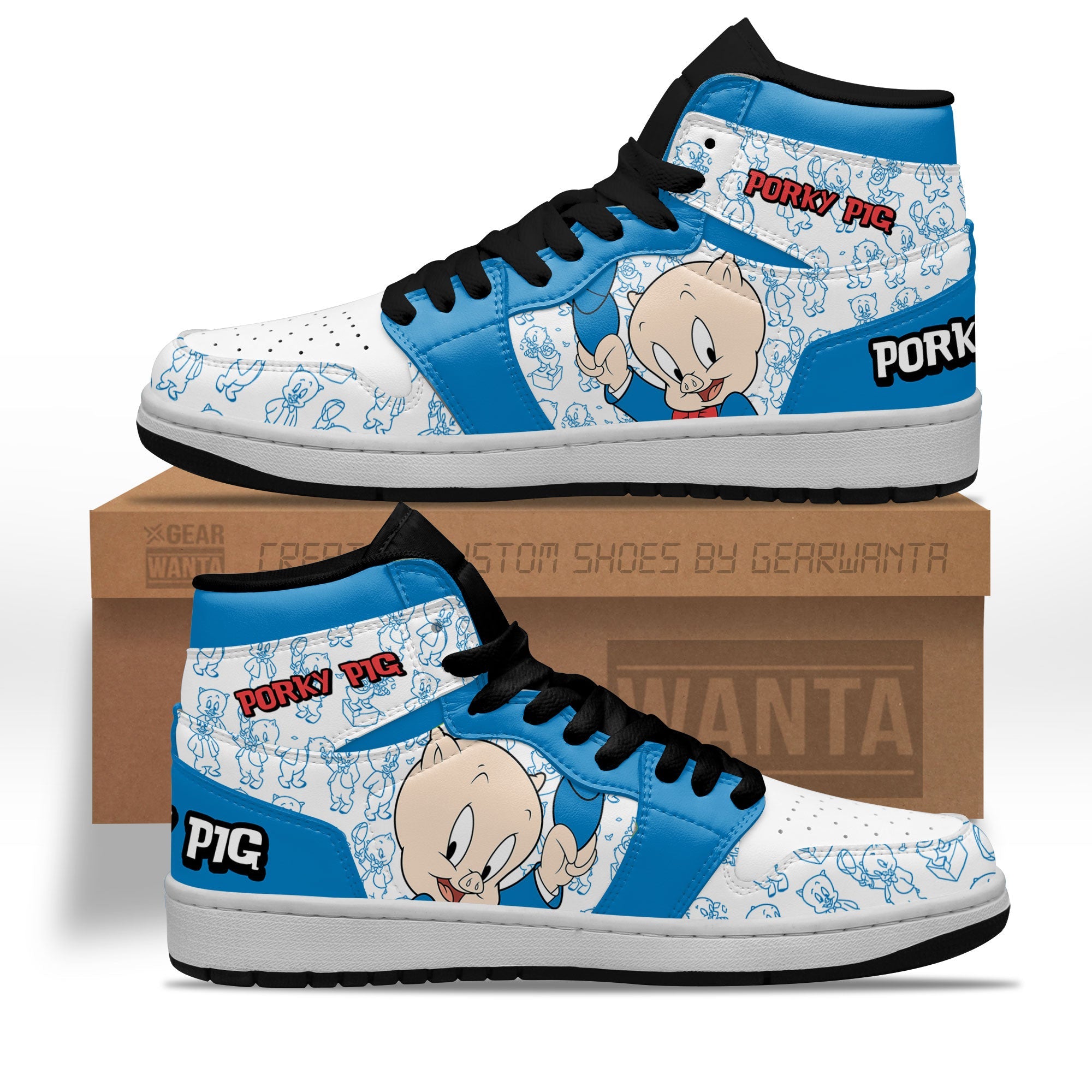 JWFancy Porky Pig AJ1 High Sneakers Shoes For Men And Women