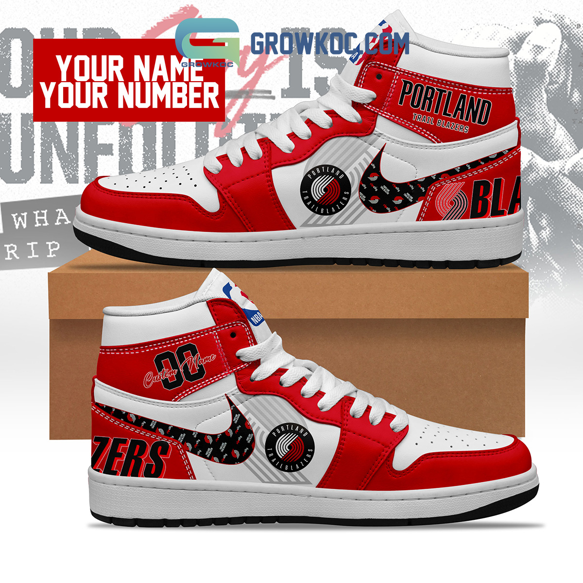JWFancy Portland Trail Blazers AJ1 High Sneakers Shoes For Men And Women