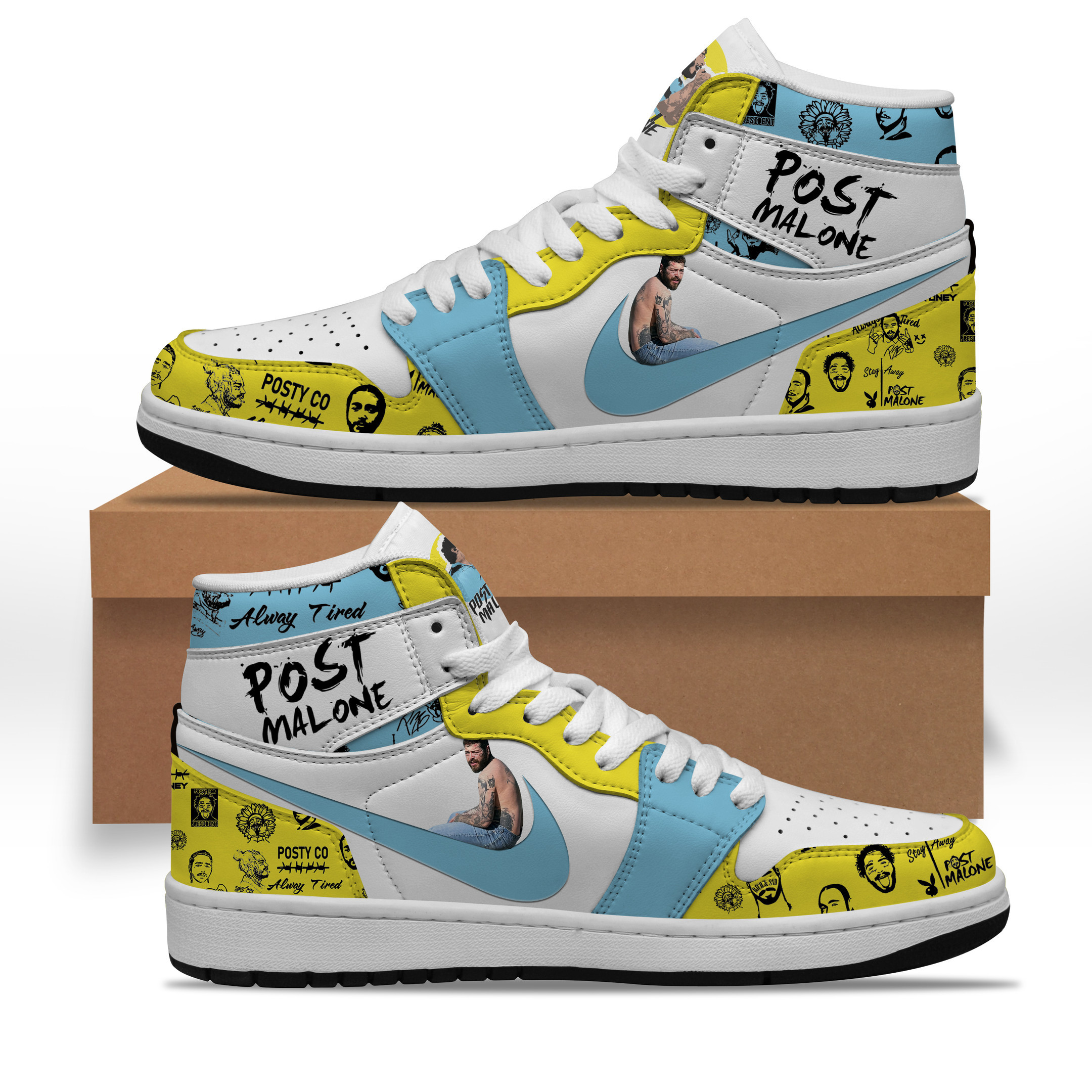 JWFancy Post Malone AJ1 High Sneakers Shoes For Men And Women