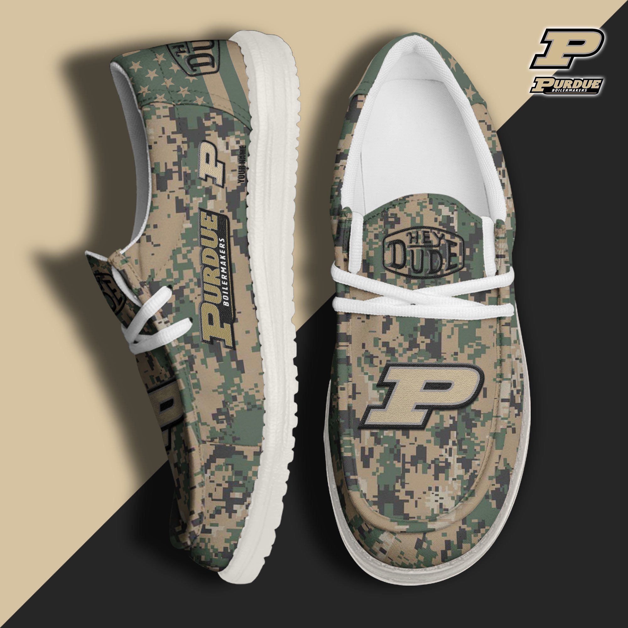 JWFancy Purdue Boilermakers Hey Dude Shoes Wally Men's Lace Up Loafers Comfortable For Men And Women