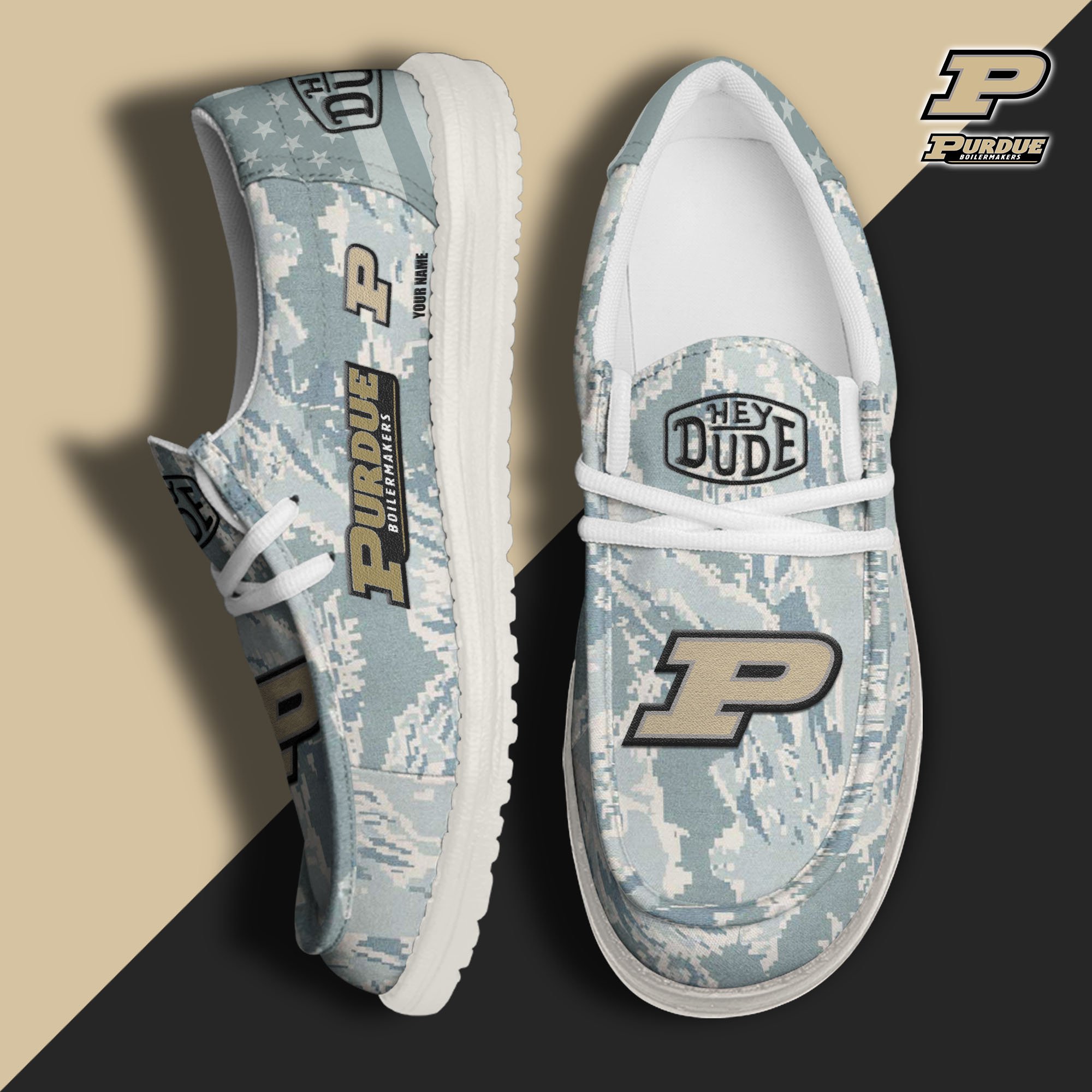 JWFancy Purdue Boilermakers Hey Dude Shoes Wally Men's Lace Up Loafers Comfortable For Men And Women