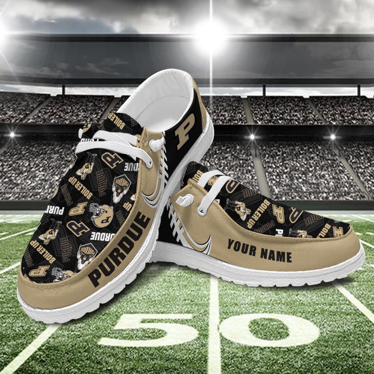 JWFancy Purdue Boilermakers Hey Dude Shoes Wally Men's Lace Up Loafers Comfortable For Men And Women