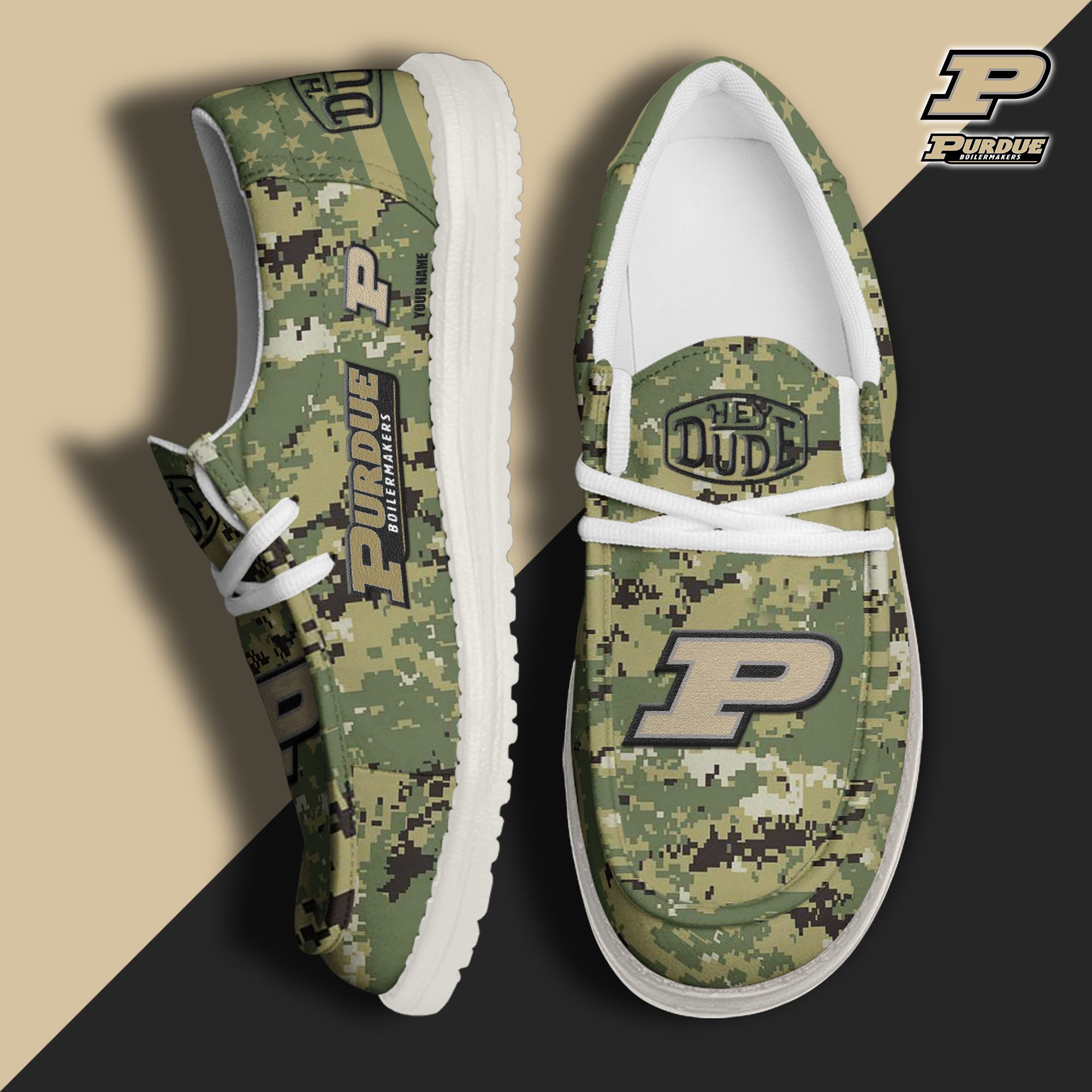 JWFancy Purdue Boilermakers Hey Dude Shoes Wally Men's Lace Up Loafers Comfortable For Men And Women