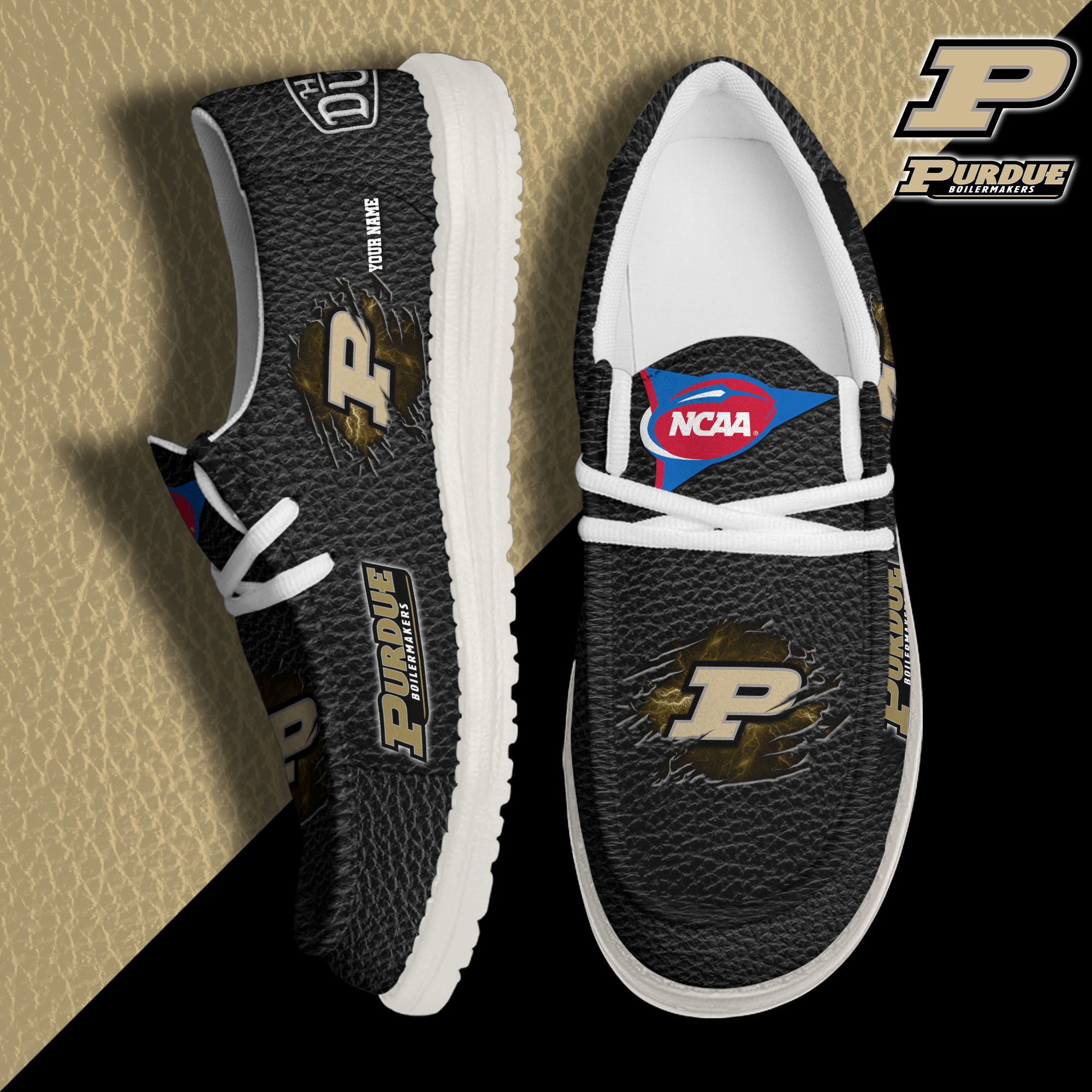 JWFancy Purdue Boilermakers Hey Dude Shoes Wally Men's Lace Up Loafers Comfortable For Men And Women